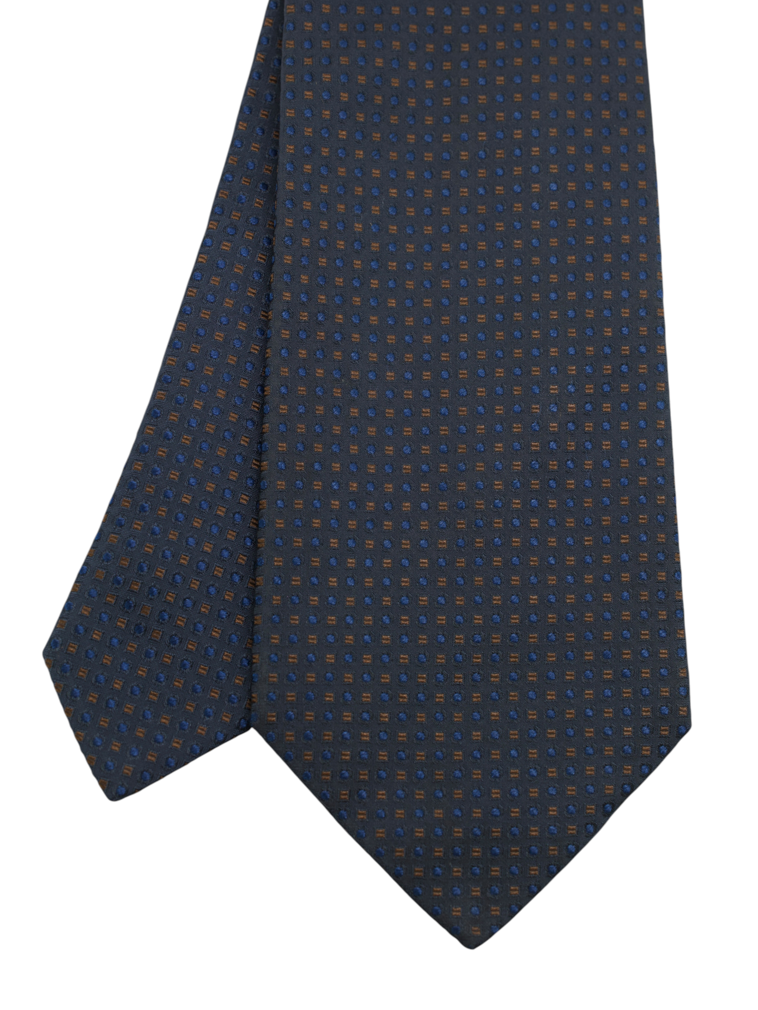 Luigi Borrelli Dark Grey & Navy Blue Silk Geometric Tie