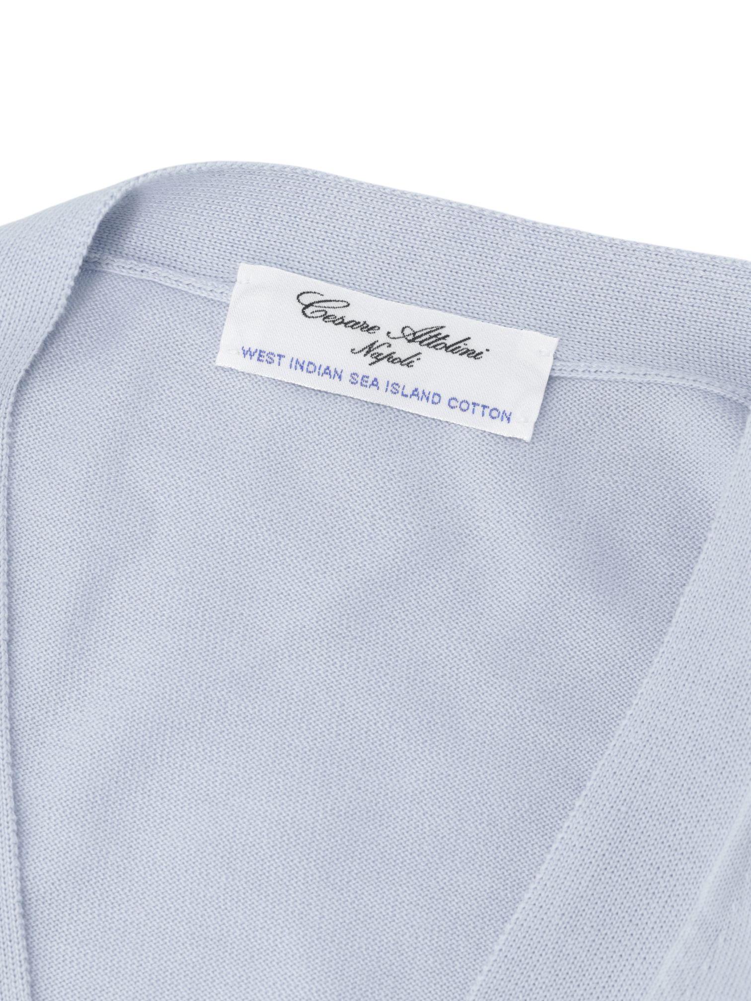 Cesare Attolini Baby Blue Pure Sea-Island Cotton Cardigan