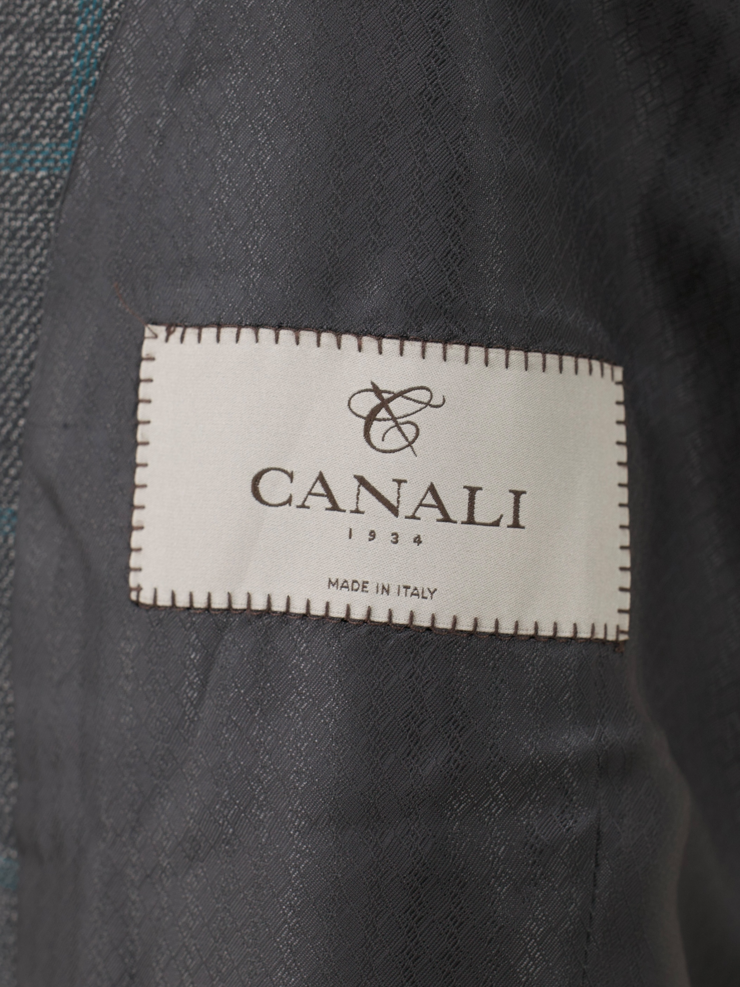 Canali Dark Grey & Petrol Windowpane Waistcoat