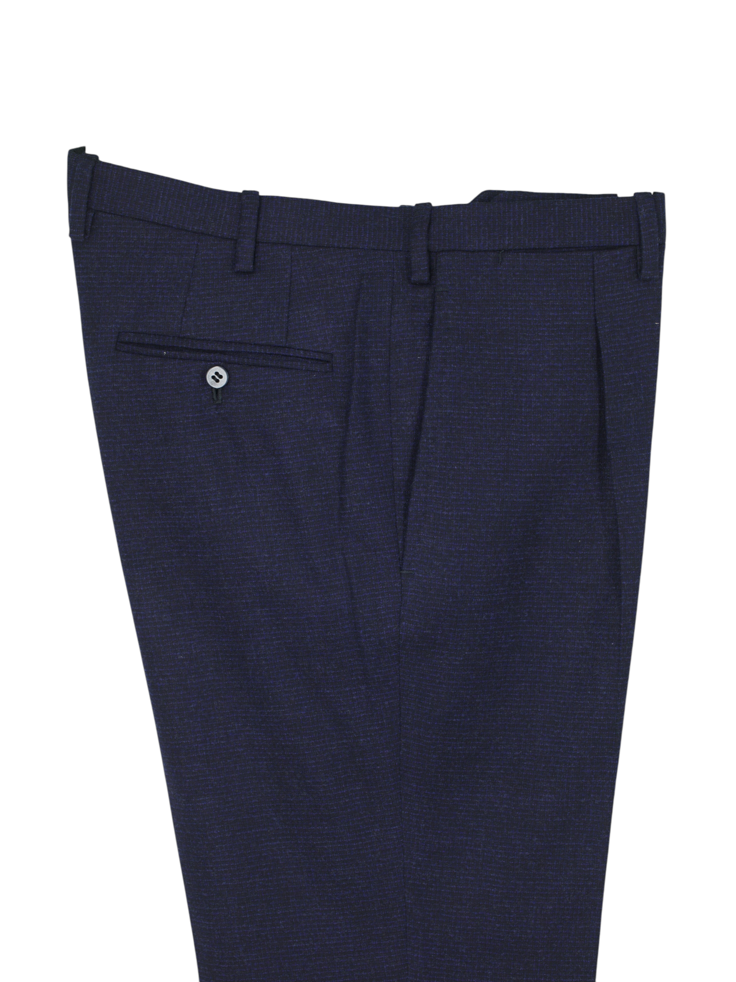 Kiton Dark Blue Brushed-Wool Micro-Pattern Sartorial Trousers