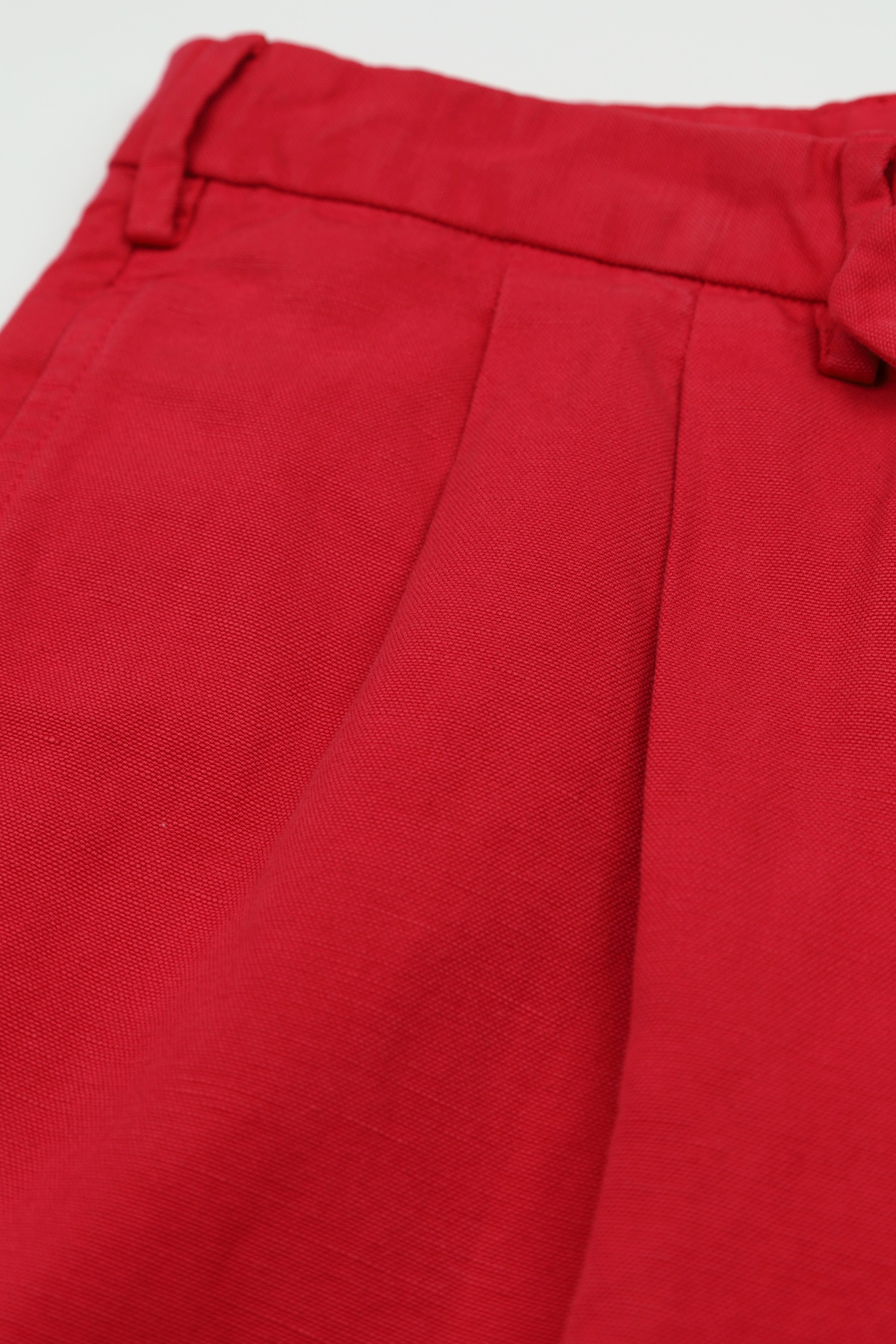 Loro Piana Red Cotton & Linen "Blaricum" Pleated Trousers