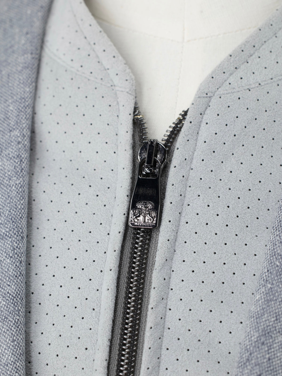 Corneliani Grey Pure Silk & Suede-Front Vespa Jacket