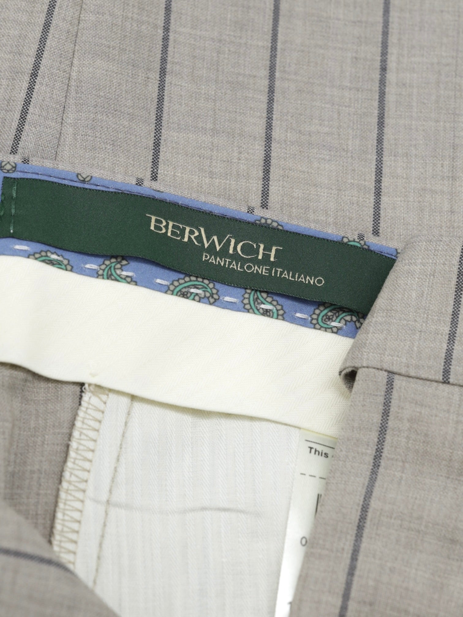 Berwich Taupe Fine-Wool Single Pleated Pinstripe Trousers