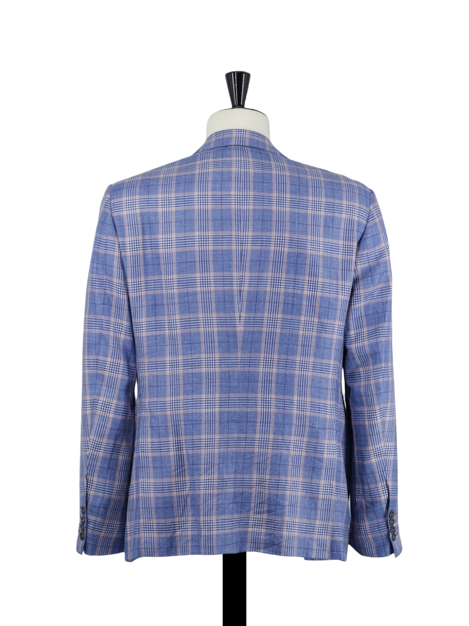 Kiton Light Blue & Pink Cashmere, Linen & Silk Tartan Jacket