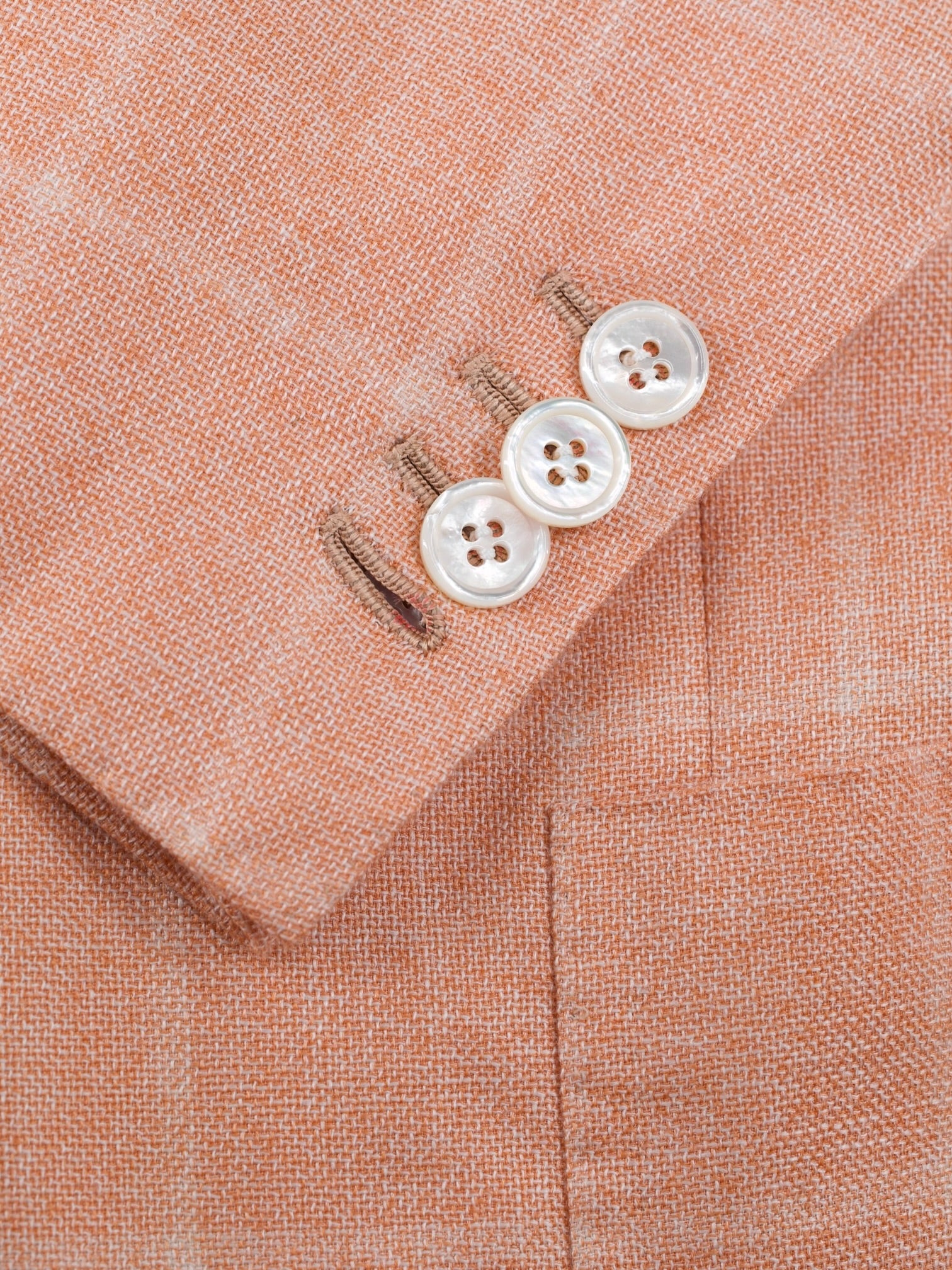 Kiton Pastel Orange Cashmere, Silk & Linen Windowpane Jacket