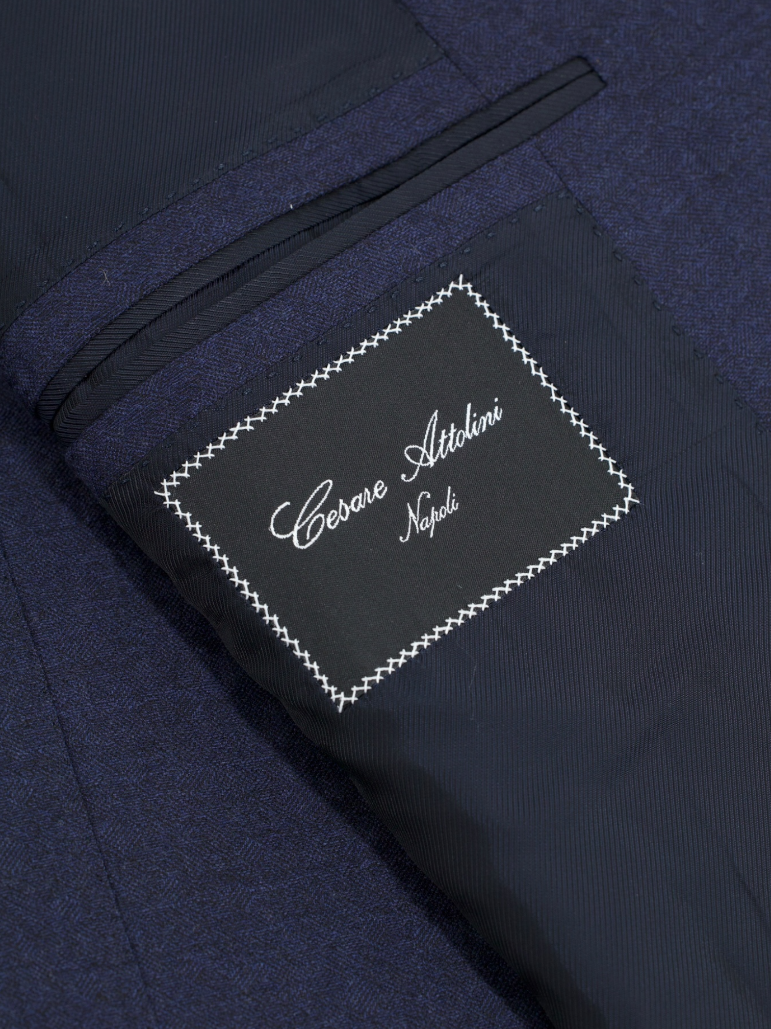 Cesare Attolini Navy Pure Wool Shadow-Dot Jacket