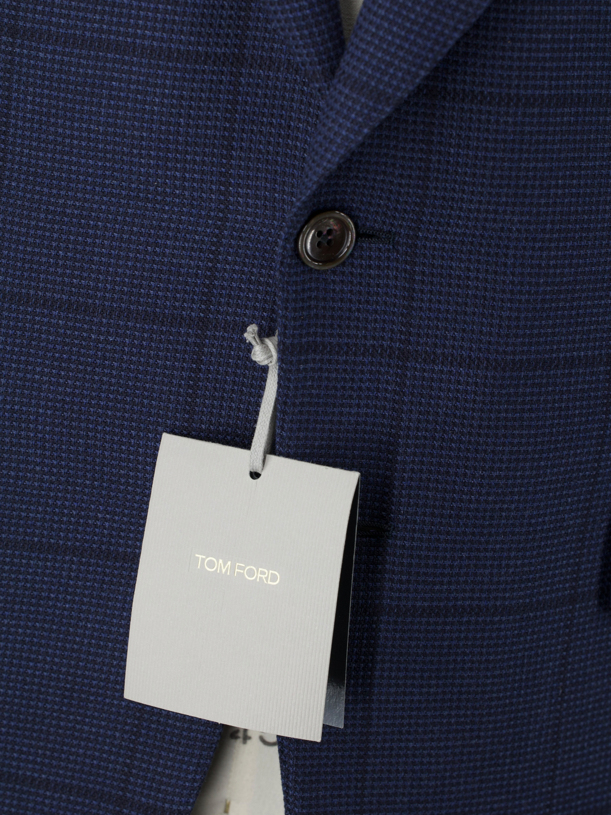 Tom Ford Dark Blue Pure Silk Basket-Weave Windowpane Jacket