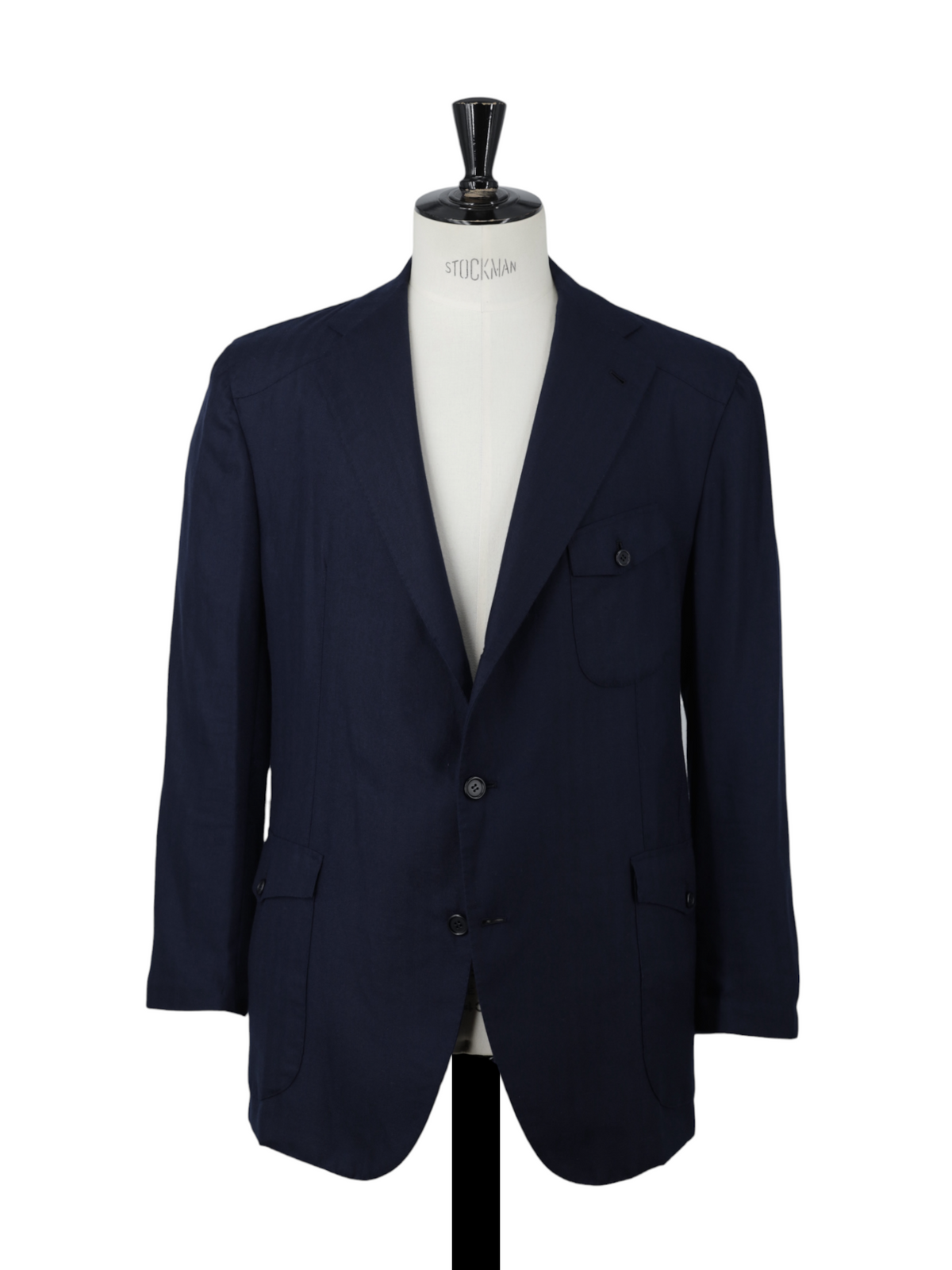 Orazio Luciano Navy Cashmere & Silk Safari-Style Herringbone Jacket
