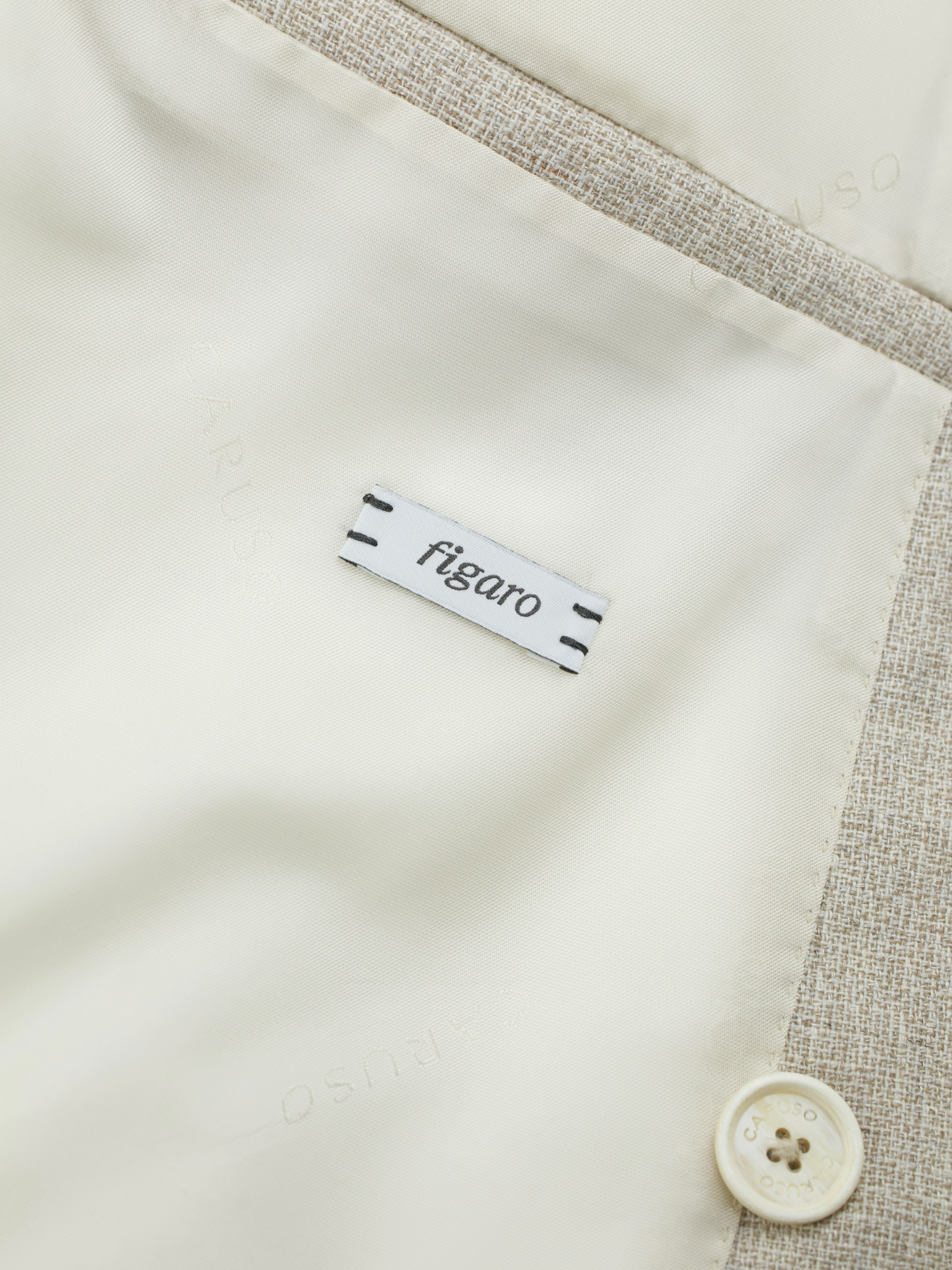Caruso Sand Double-Breasted Cotton, Linen & Wool Figaro Jacket