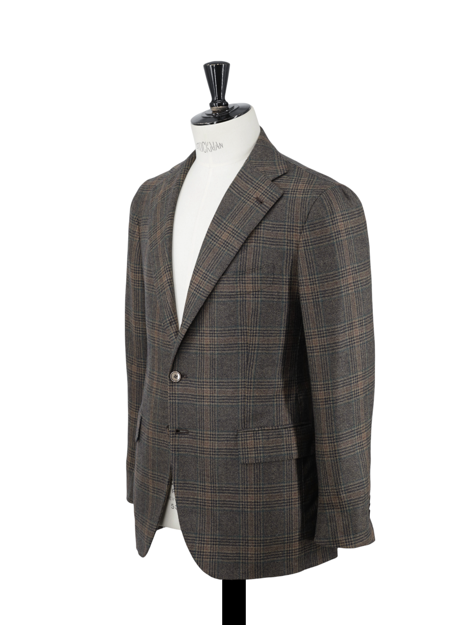 Orazio Luciano Light Brown & Green Wool & Cashmere Glenplaid Jacket