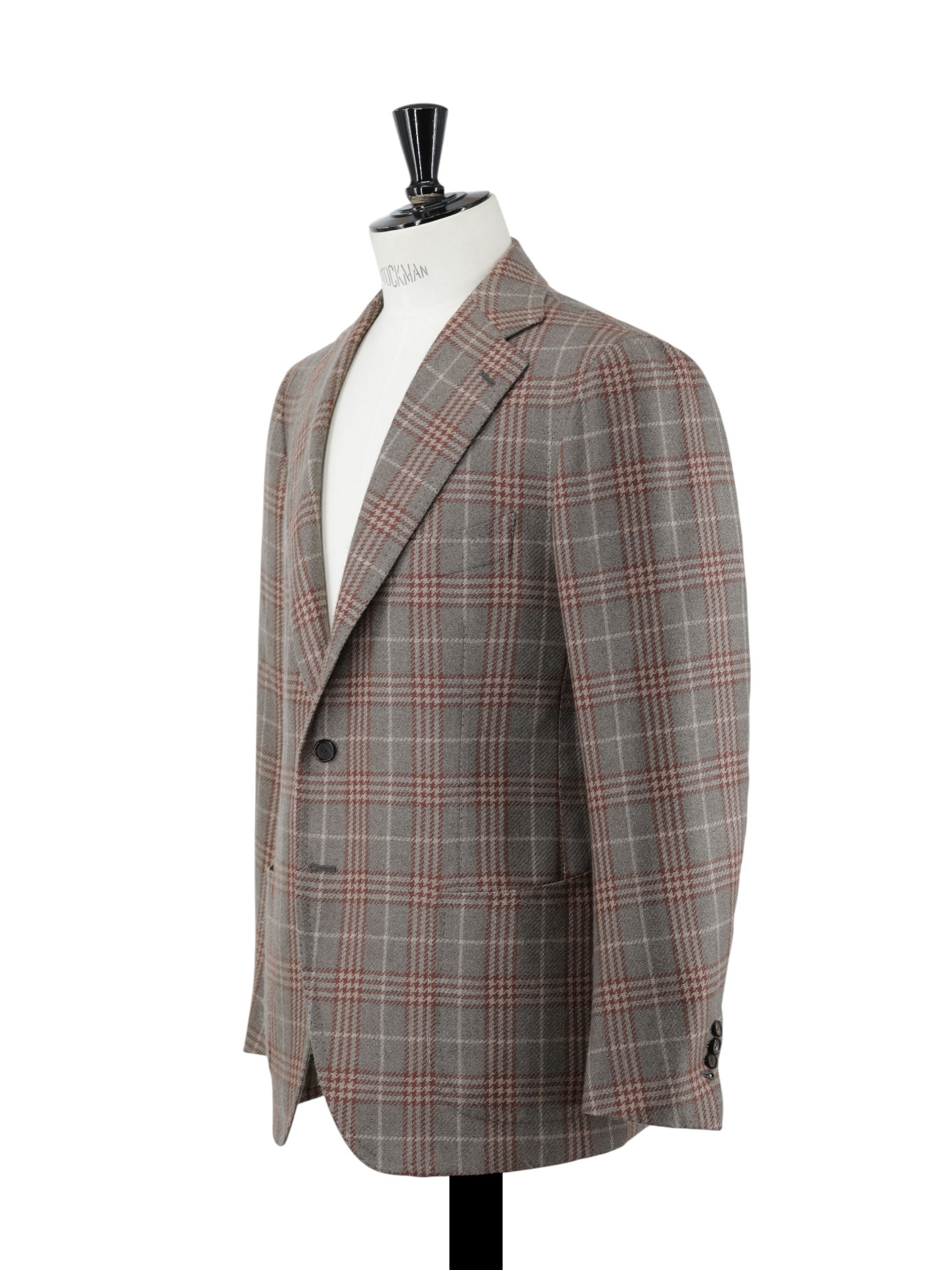 Cesare Attolini Light Brown & Negroni Red Pure Cashmere Prince of Wales Jacket