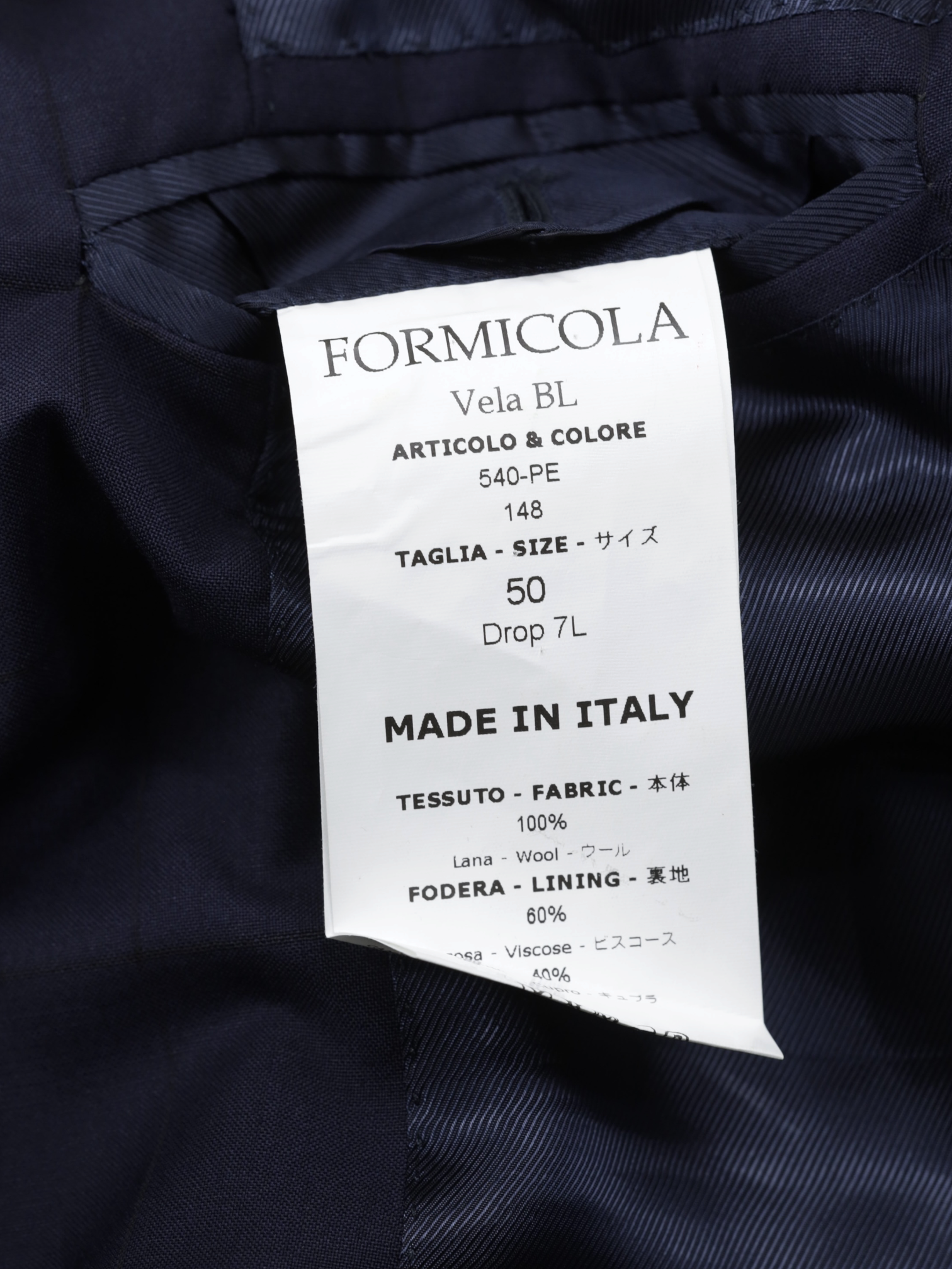 E. Formicola Navy Fine-Wool Shadow-Windowpane Suit