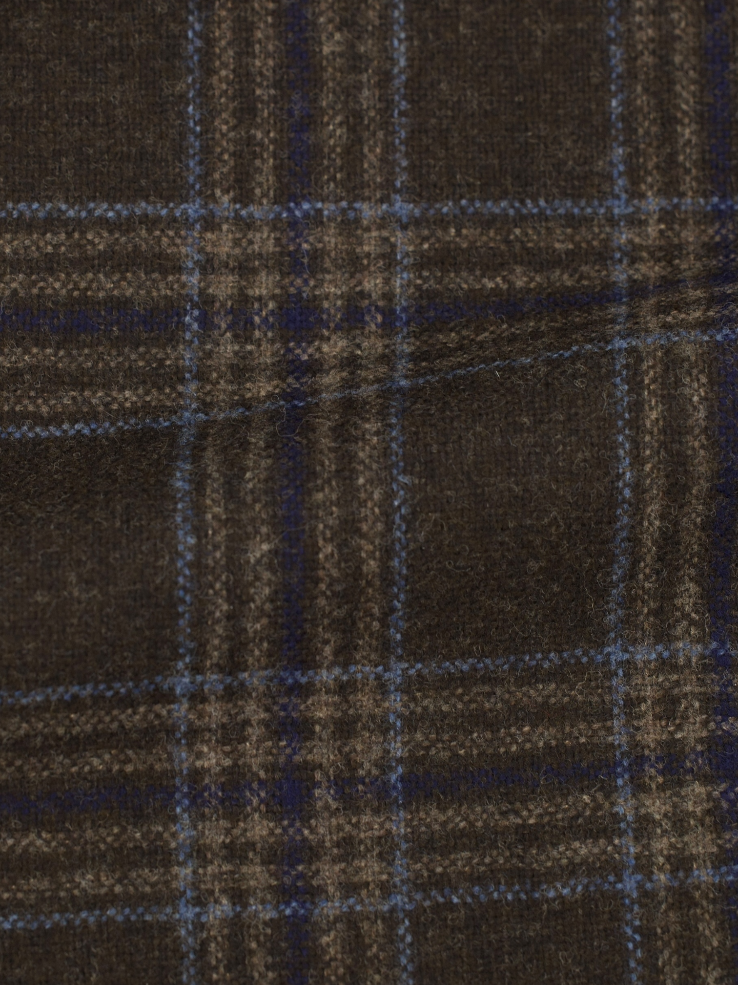 Belvest Dark Brown & Blue Wool Flannel Tartan-Check Jacket