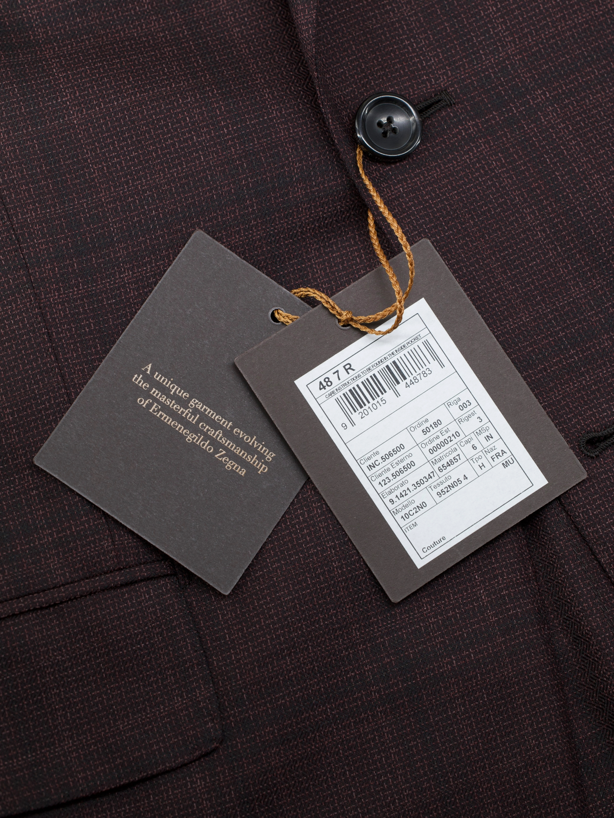 Ermenegildo Zegna Couture Burgundy "Centoventimila" Wool Checkered Jacket