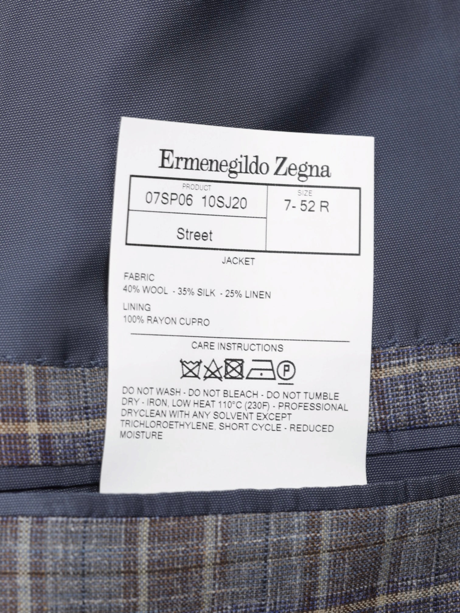 Ermenegildo Zegna Taupe & Wine Red Wool, Silk & Linen Checkered Jacket