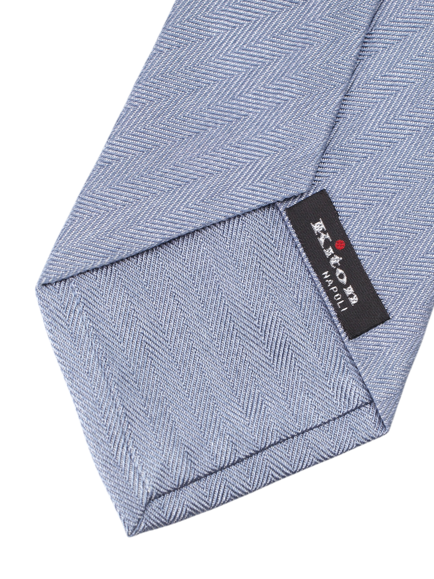 Kiton 5-Fold Steel Grey Silk Herringbone Tie