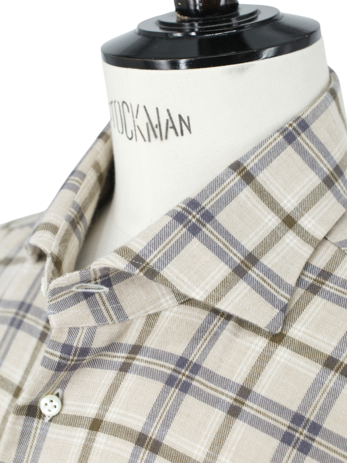 Emanuele Maffeis Light Brown & Blue Cotton Flannel Madras Shirt