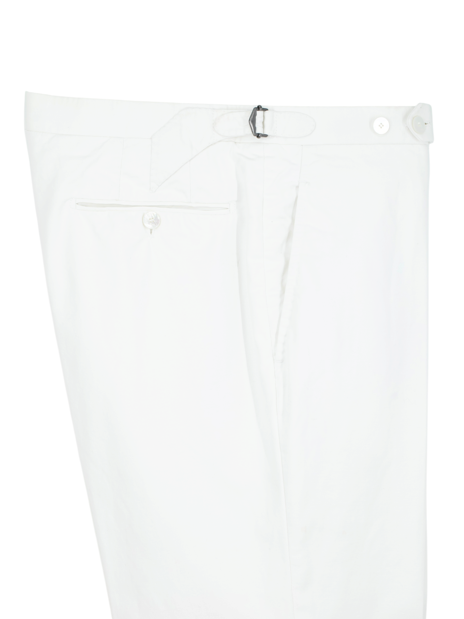 Cesare Attolini White Cotton Side-Adjuster Twill Dress Chino