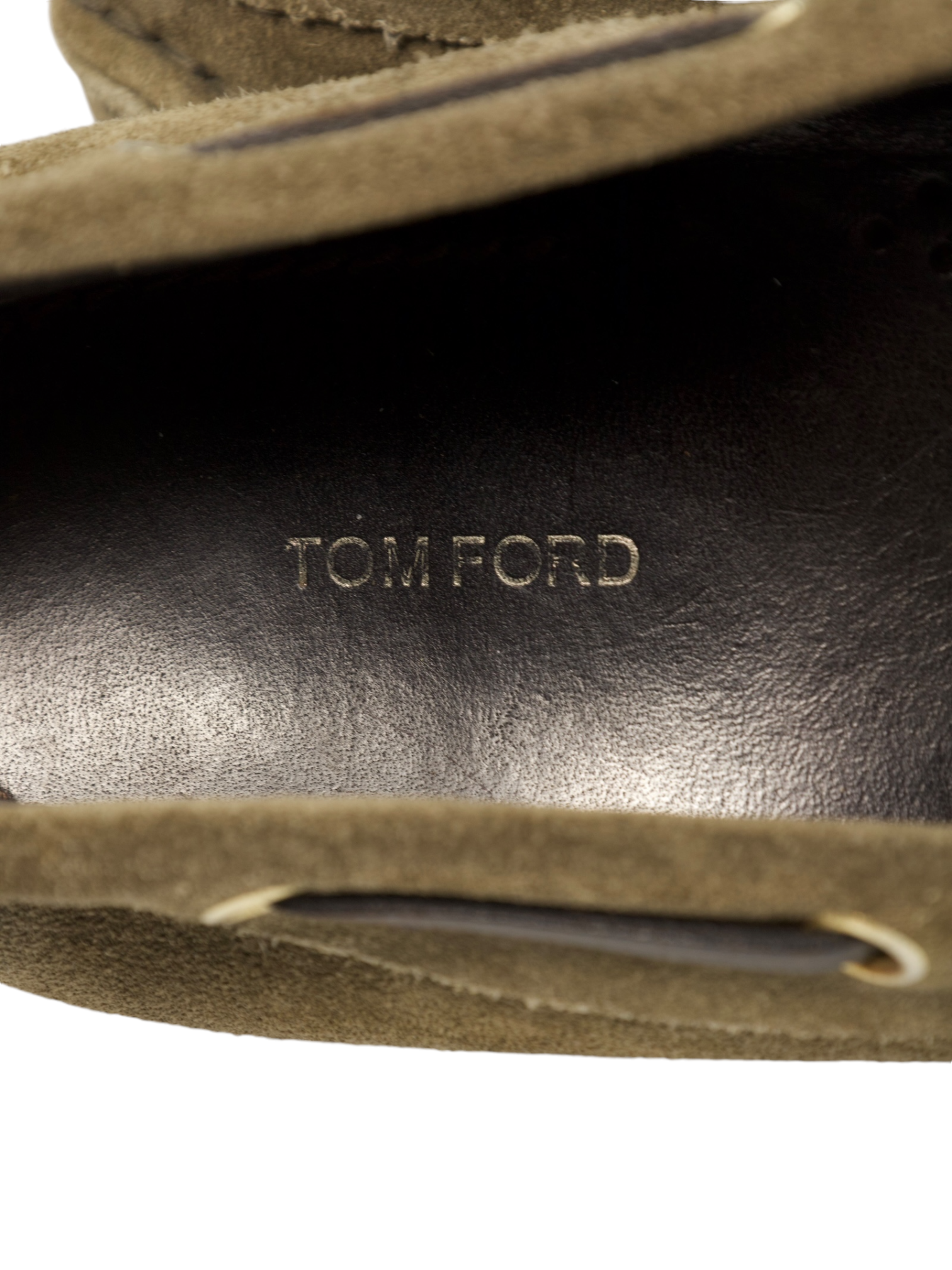 Tom Ford Taupe Suede Boat Shoes