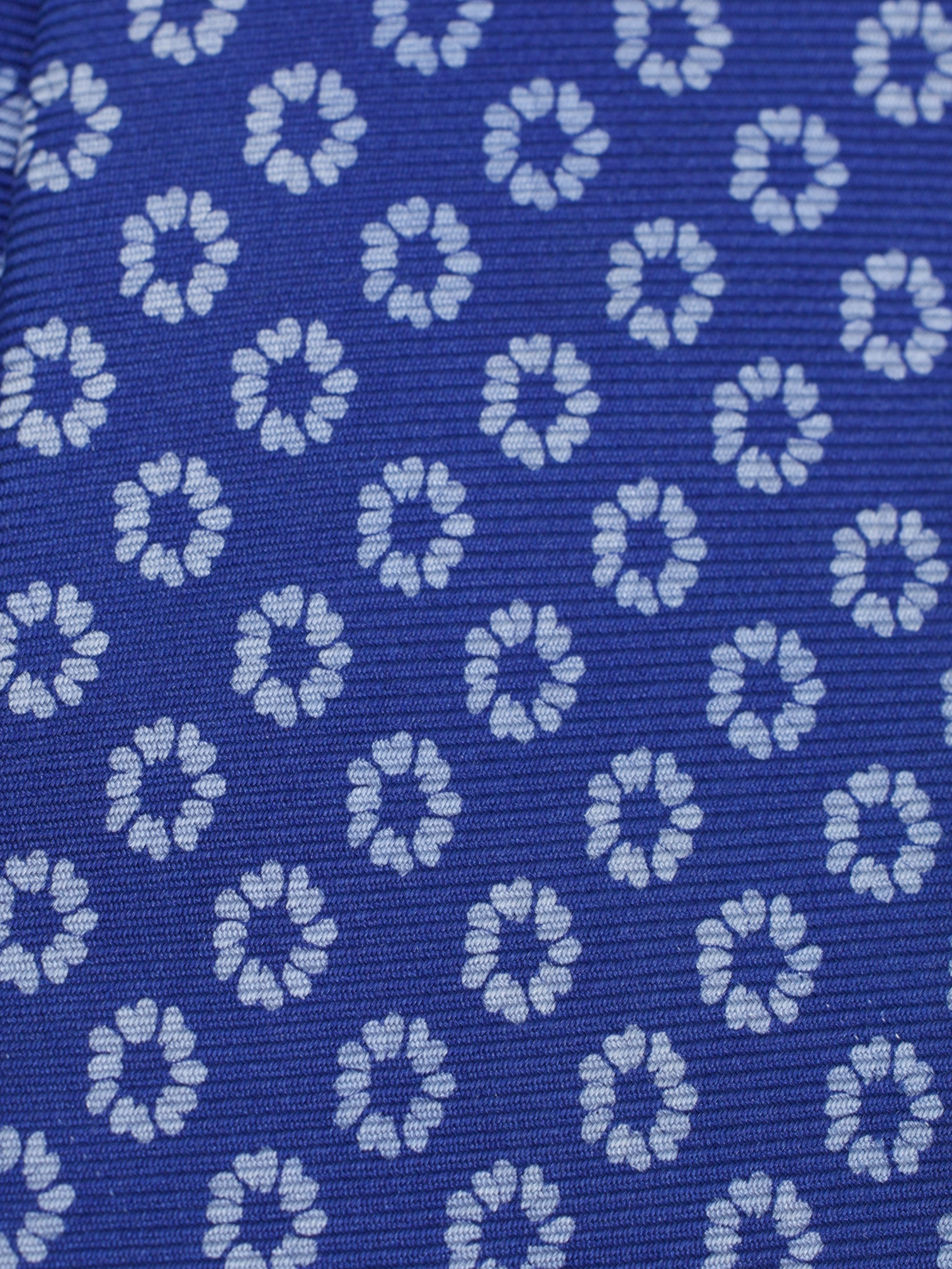 Kiton 5-Fold Azure Blue Silk Floral Pattern Tie