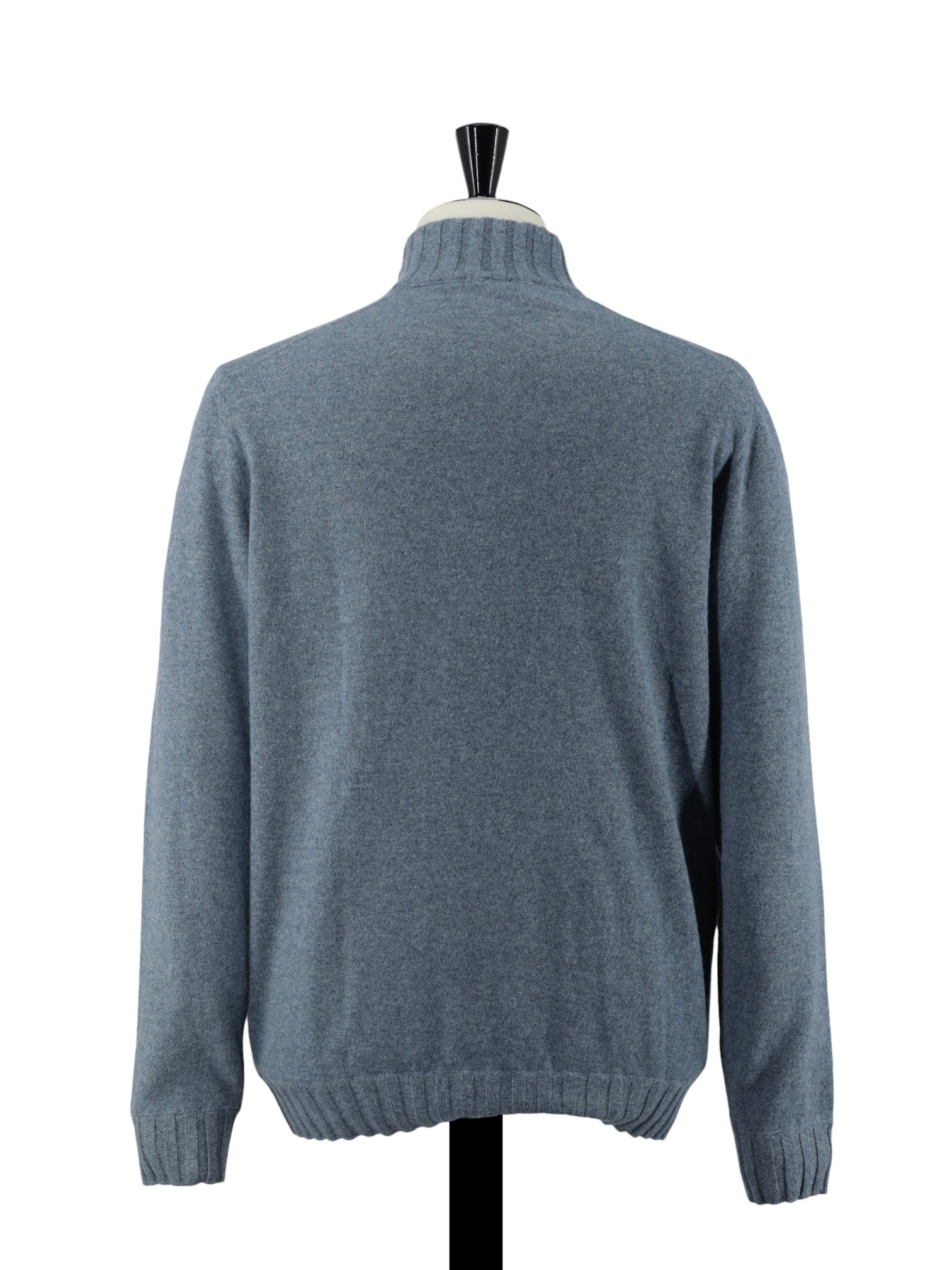 Cesare Attolini Steel Blue Duvet Cashmere Half-Zip Knitwear