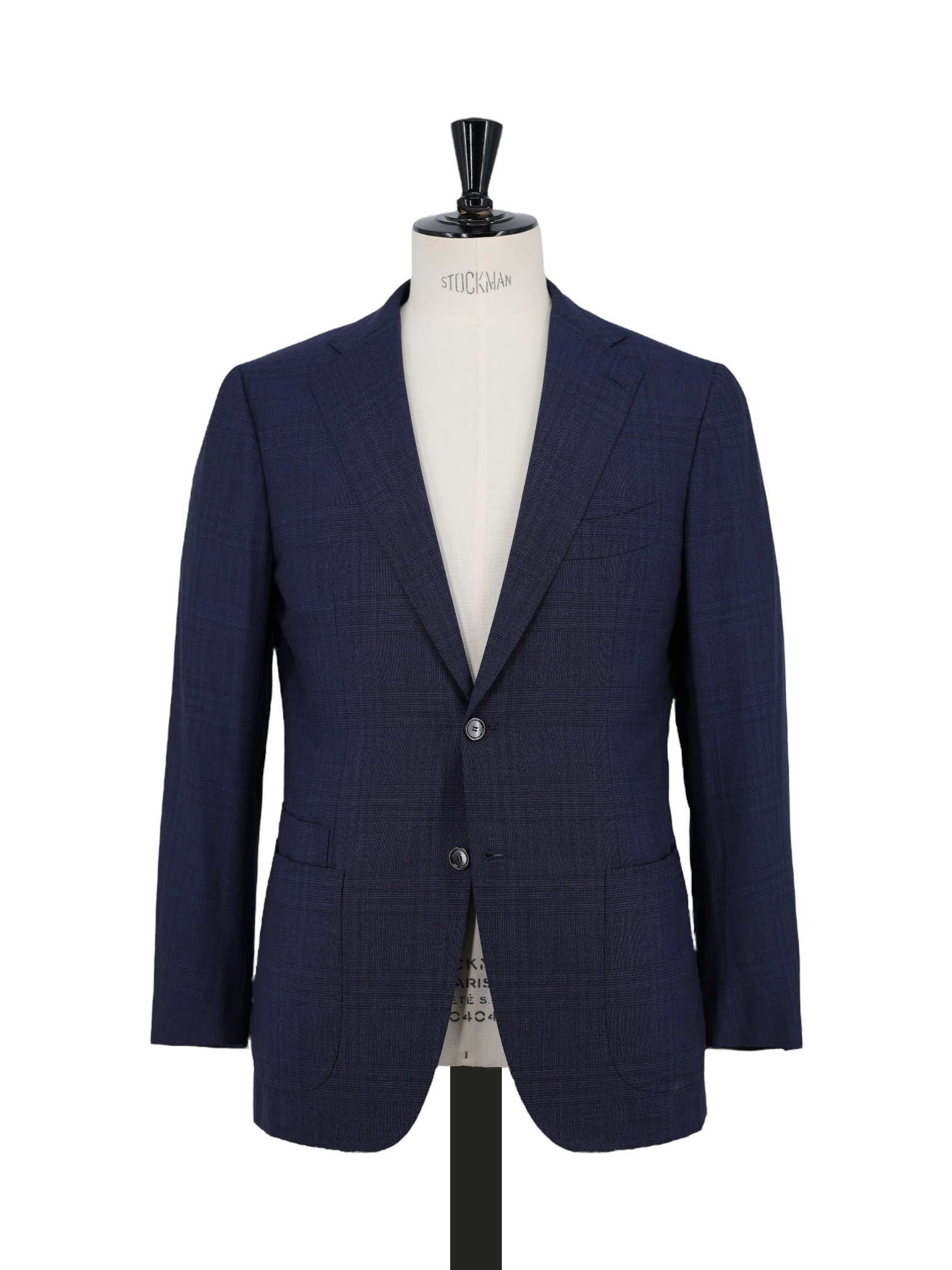 Cesare Attolini Dark Blue Cool-Wool Shadow Check Jacket