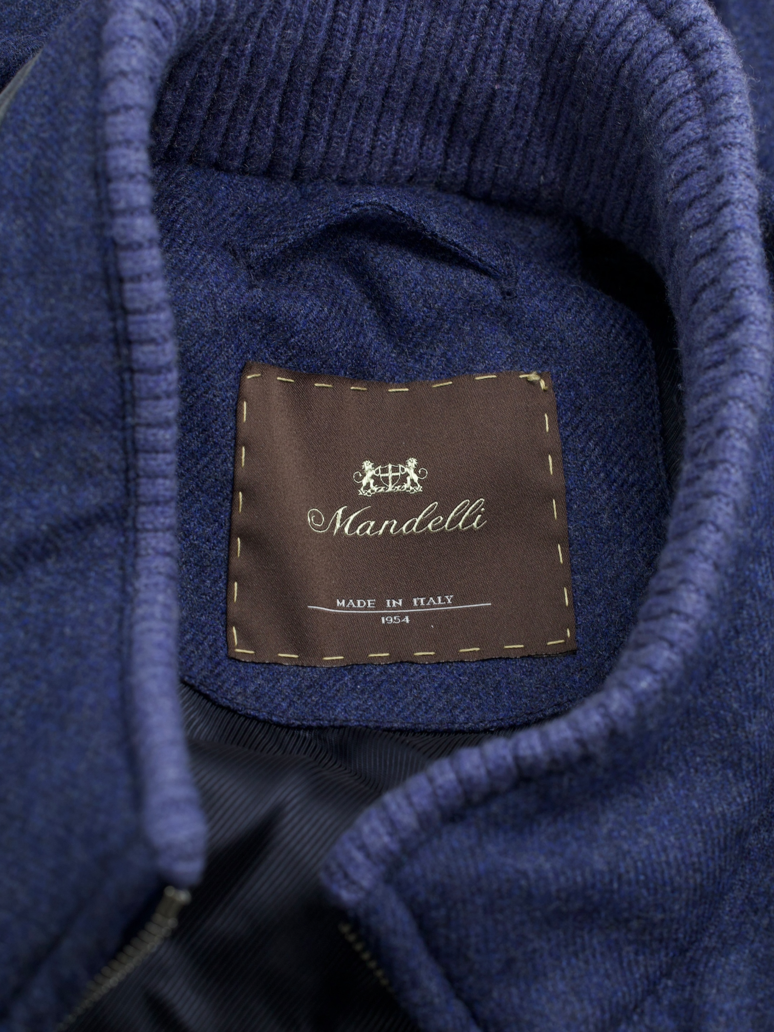 Mandelli Blue Wool & Cashmere Goose-Down Padded Vest