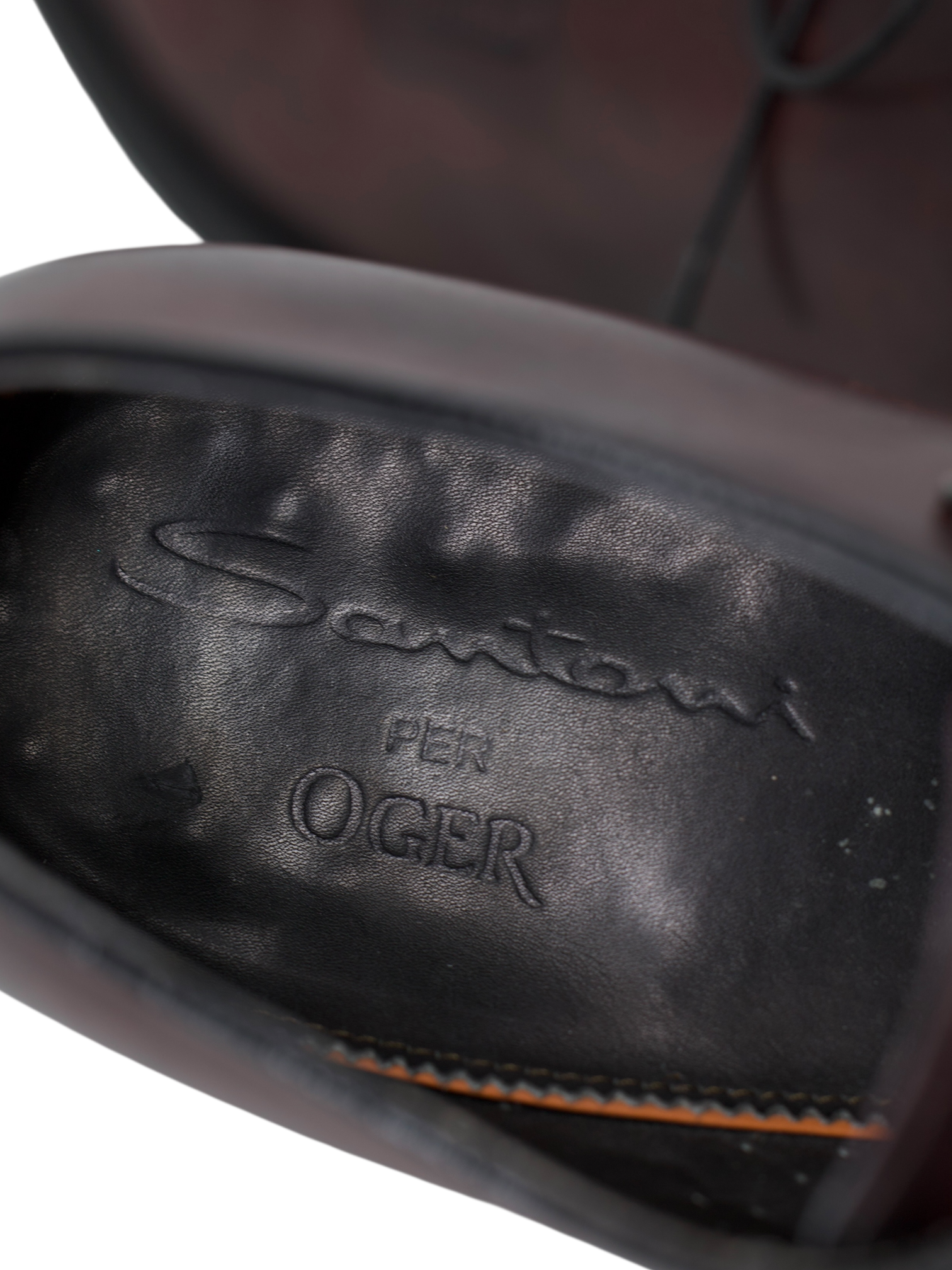 Santoni Burgundy Calfleather Goodyear Welted Derby Lace-Ups