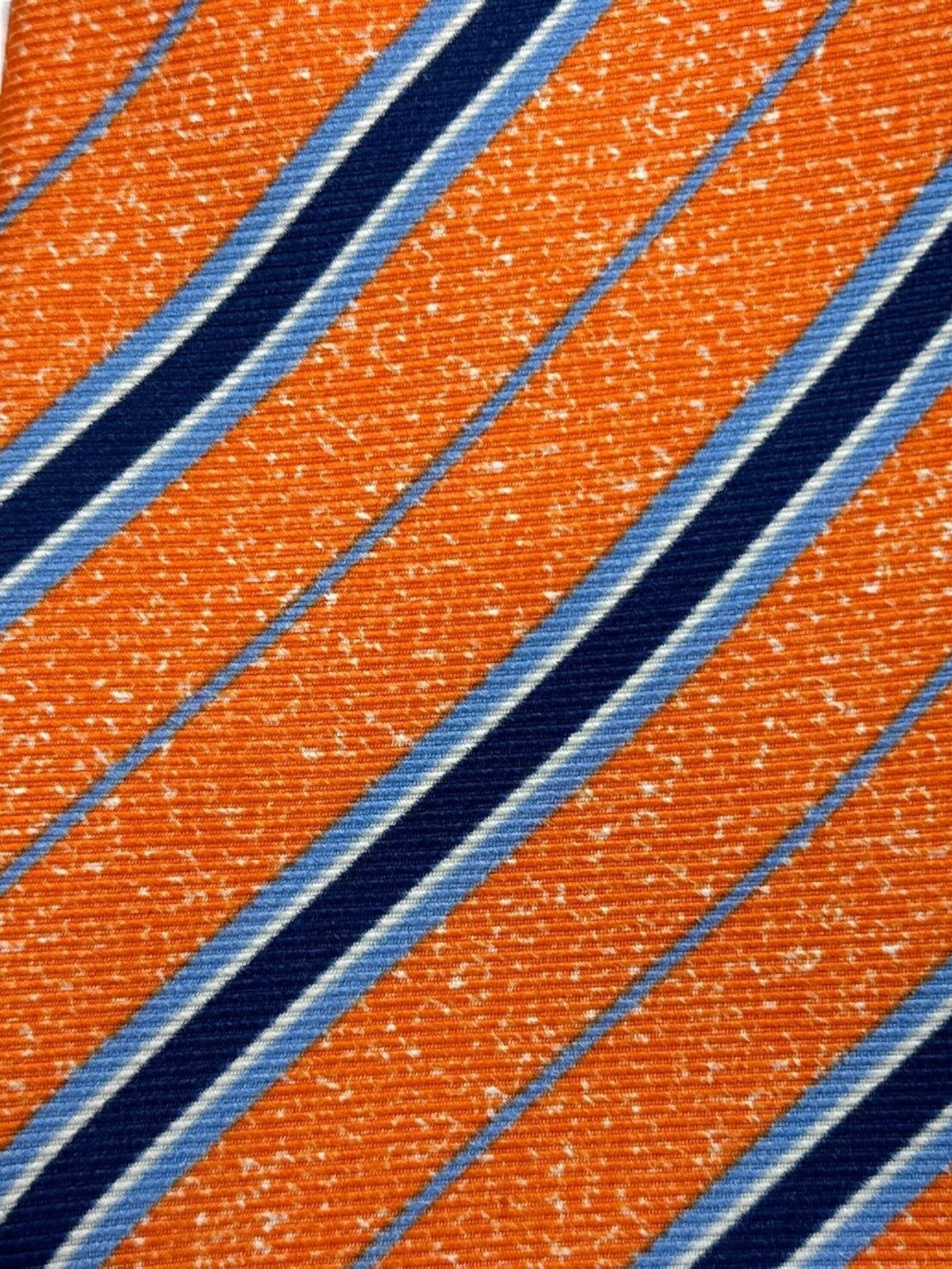 Kiton 7-Fold Orange and Blue Stripe Tie