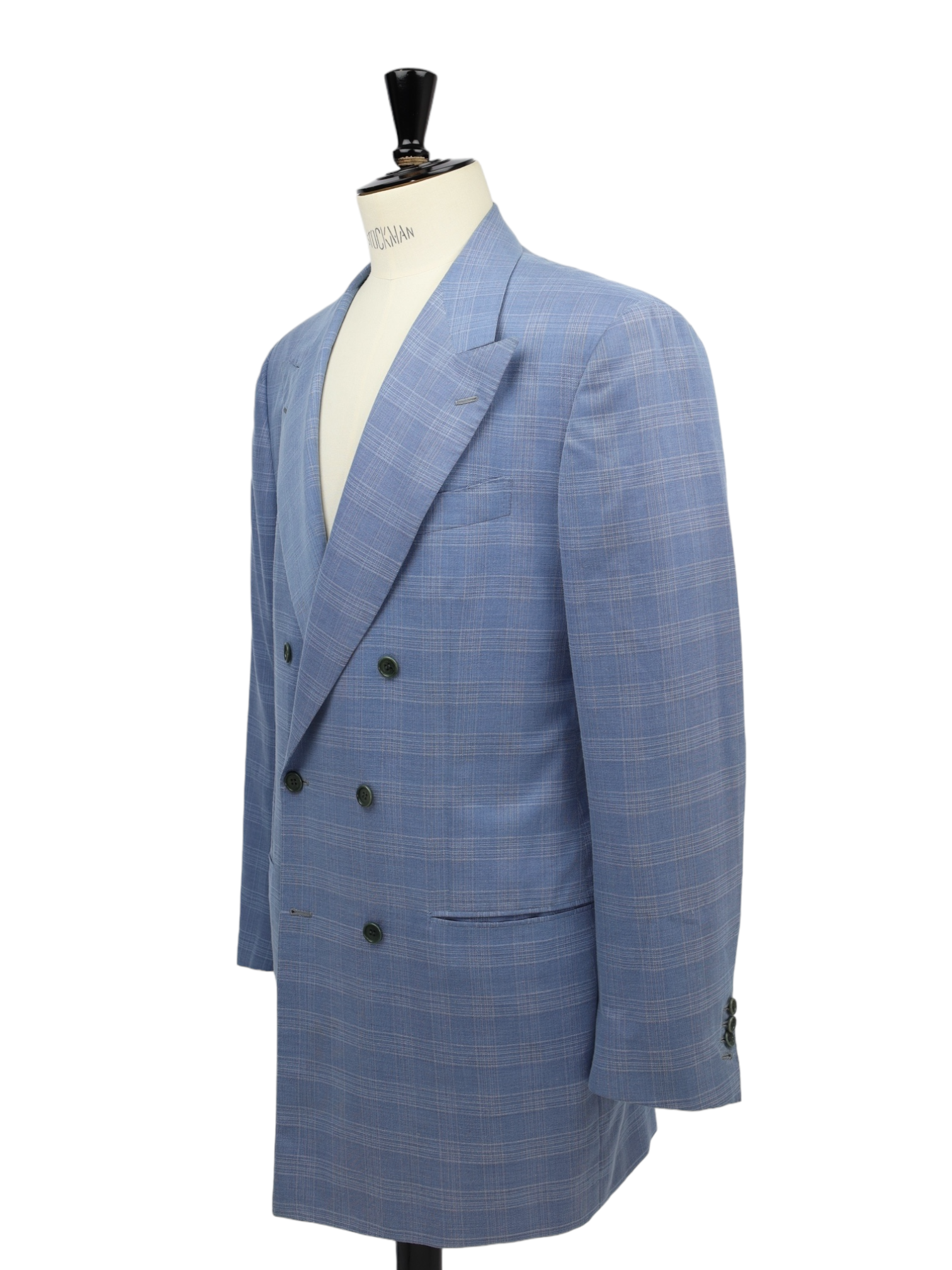 Kiton Light Blue Cotton, Cashmere & Silk Double Breasted Suit