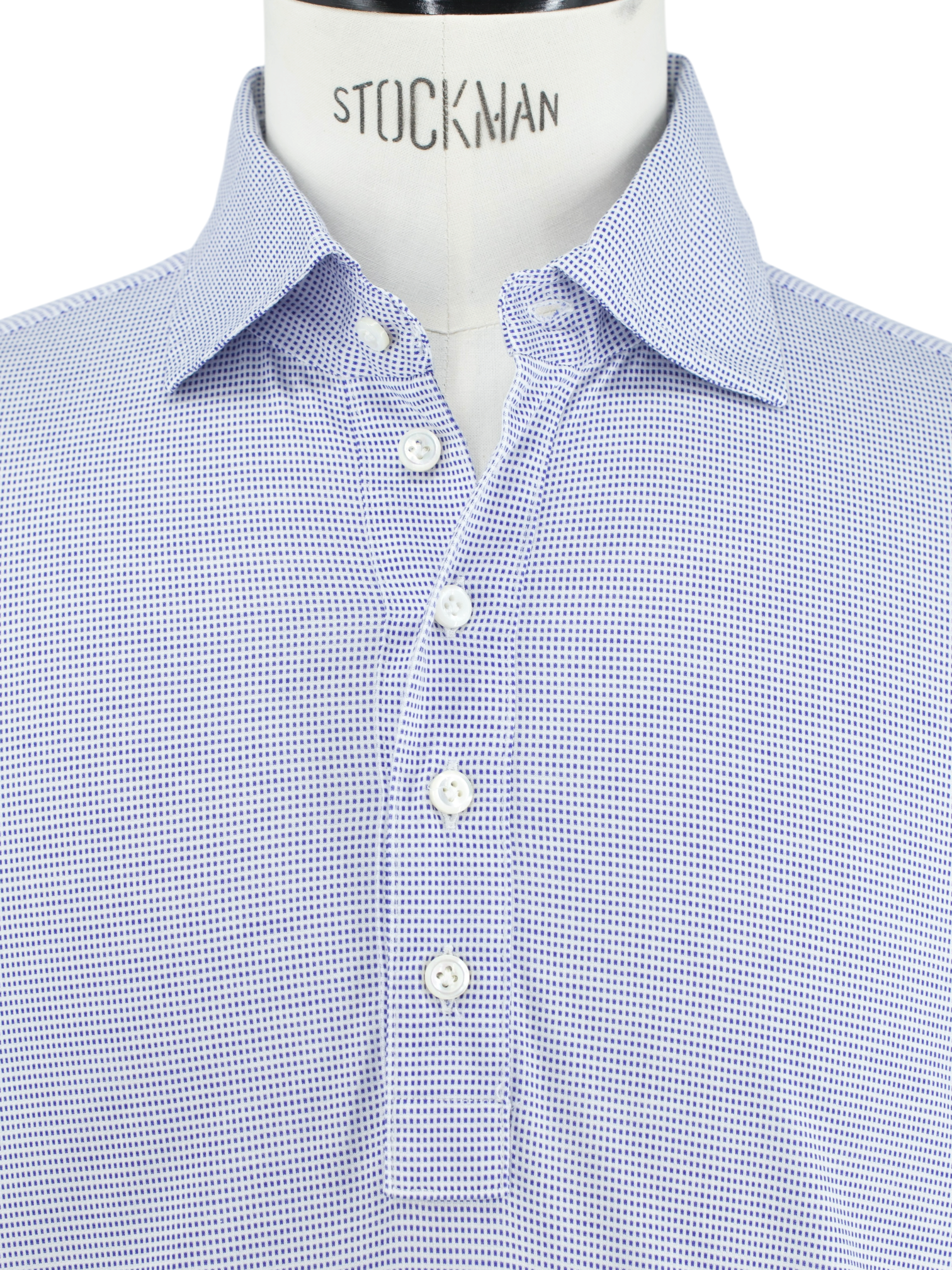 Cesare Attolini Light Blue Fine-Cotton Geometric-Pattern Pop-Over Shirt