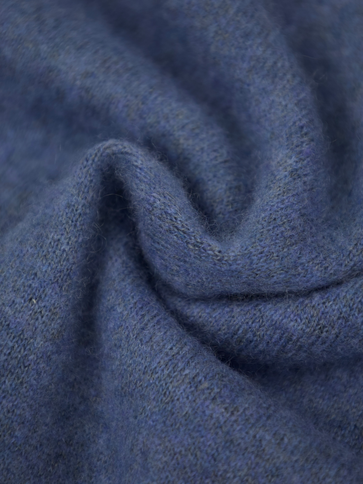 Cesare Attolini Steel Blue Cashmere & Linen Long Sleeve Polo