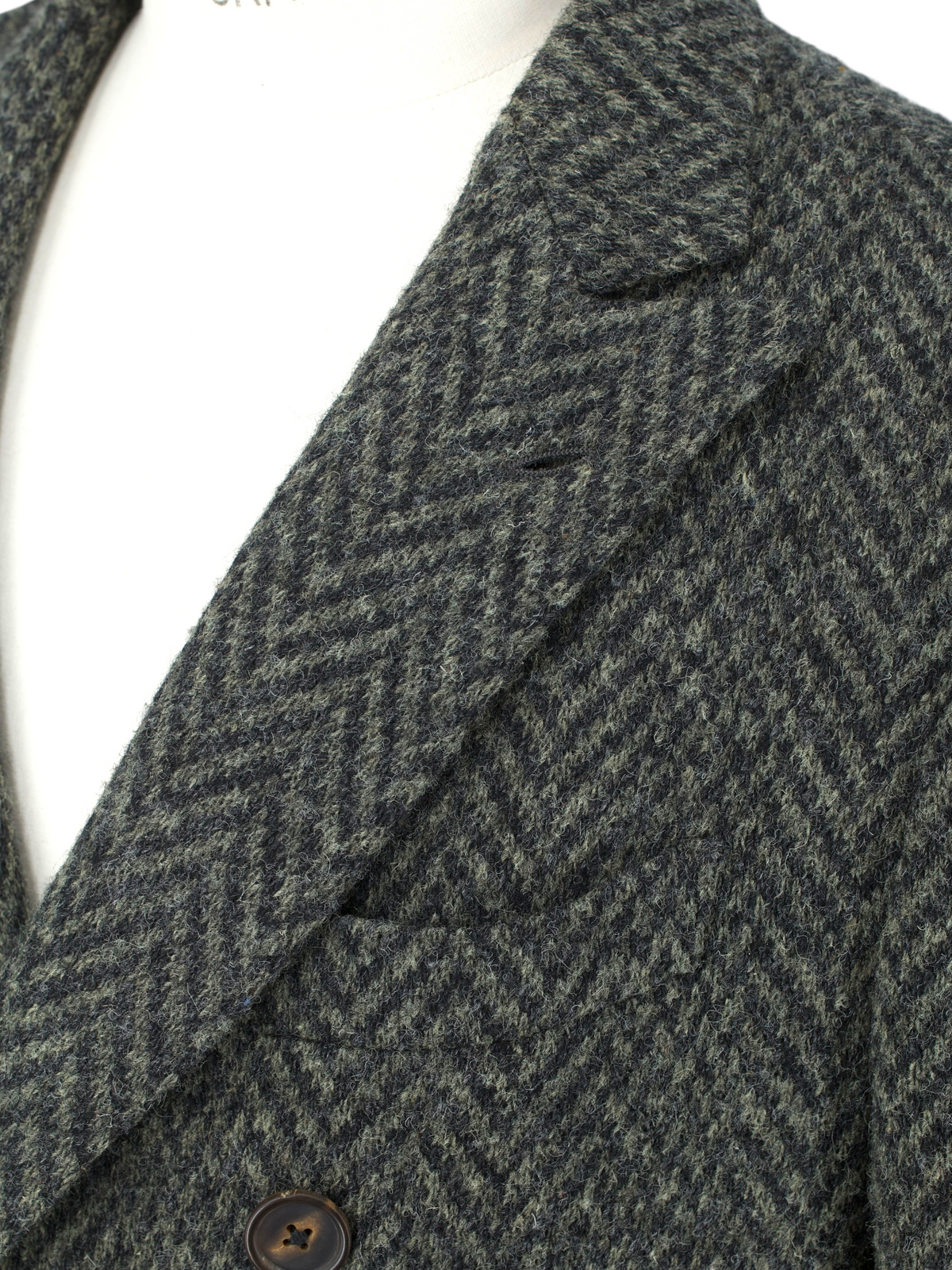 Lardini Dark Olive-Green Double-Breasted Wool Herringbone Overcoat