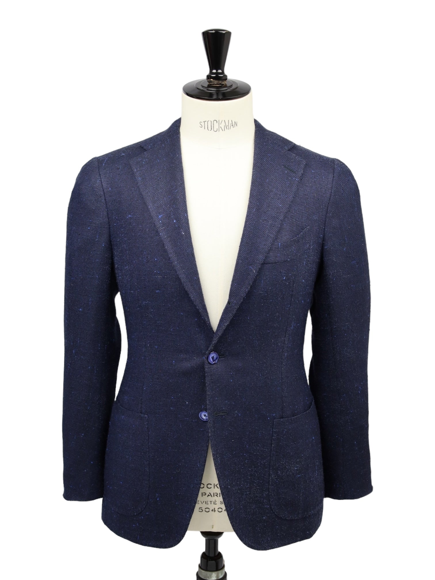 Cesare Attolini marineblauw en lichtblauw donegal wol- en zijden jasje
