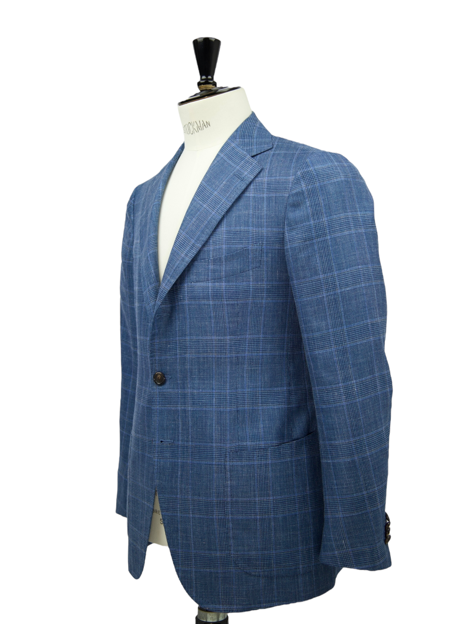 Cesare Attolini Aqua Blue Cashmere, Silk & Linen Glenplaid Jacket