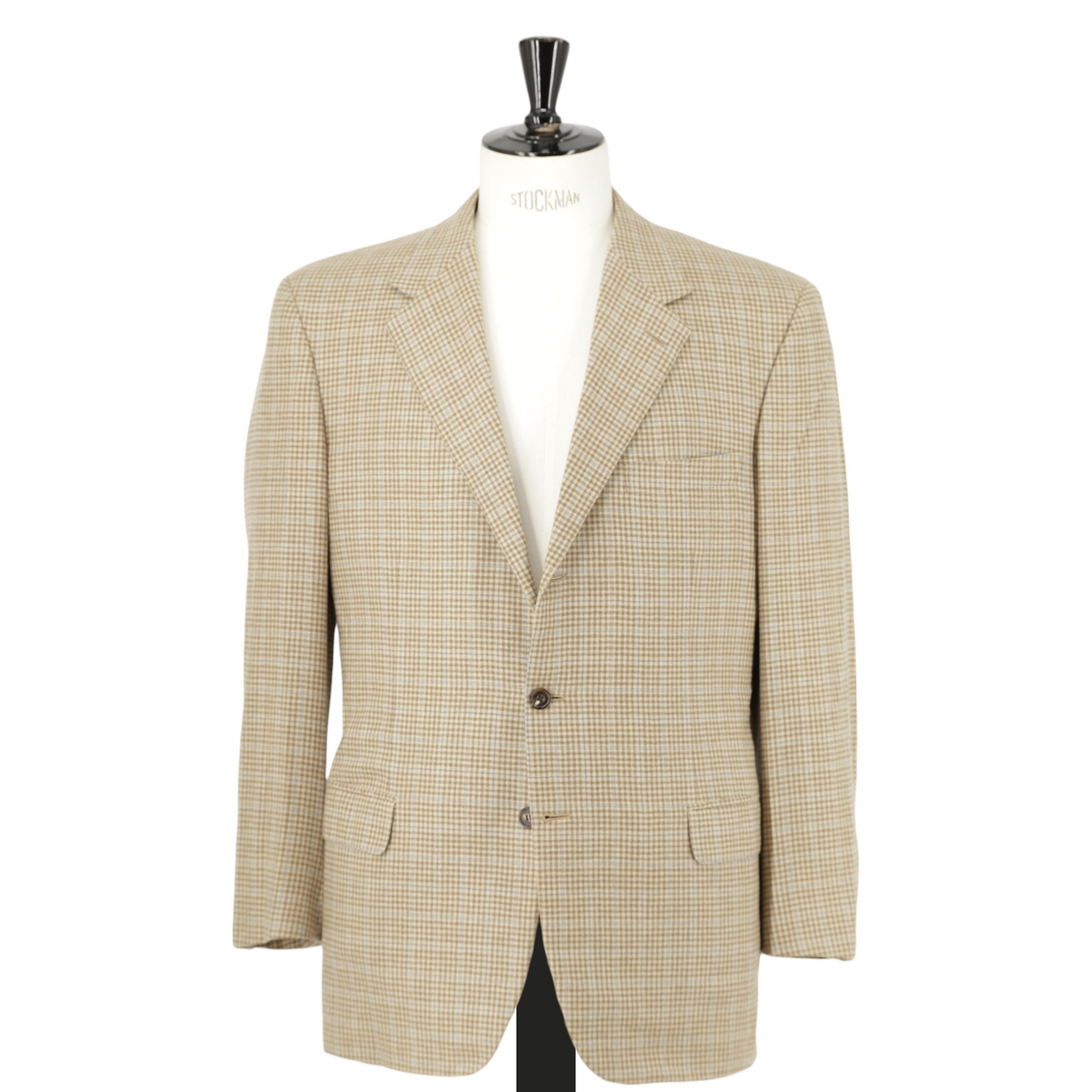 Brioni Light Brown & Light Blue Pure Cashmere Overcheck Senato Jacket
