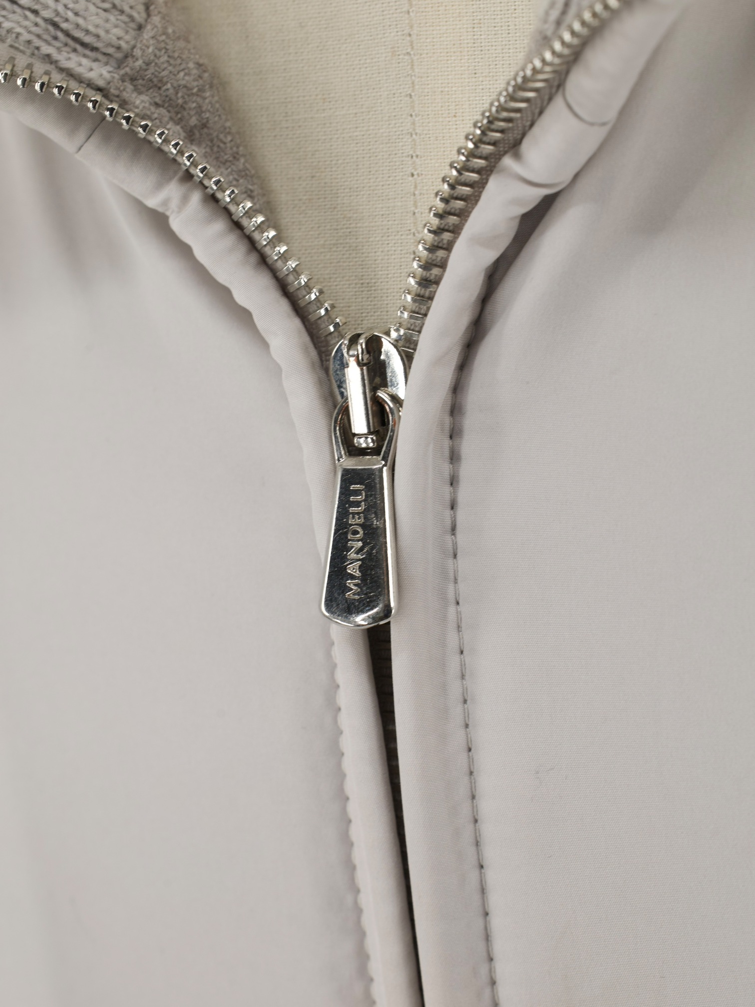 Mandelli Light Grey Softshell & Cashmere Lining Bomberjacket