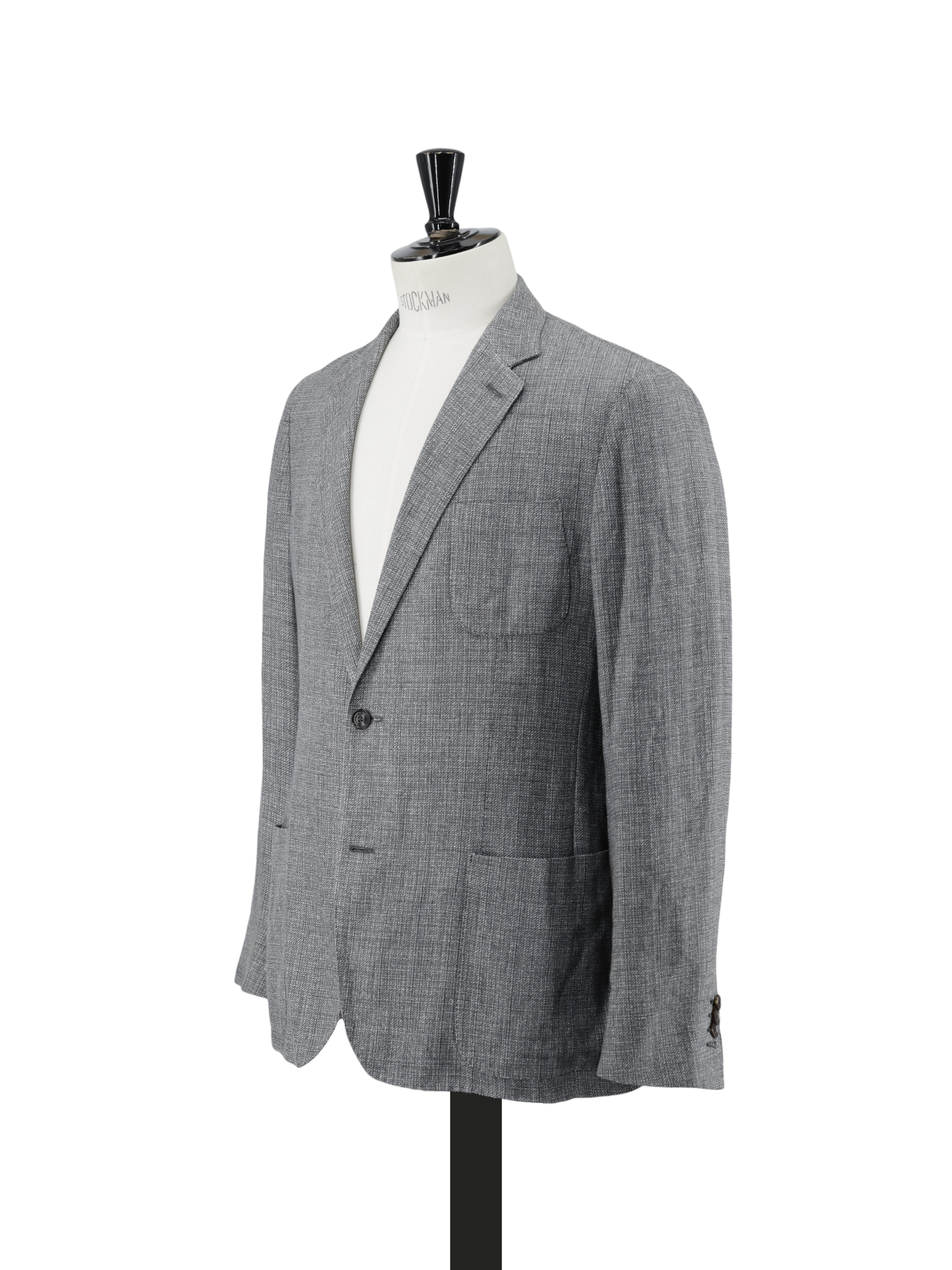 Ermenegildo Zegna Grey Linen, Silk & Stretch Micro-Pattern Jacket