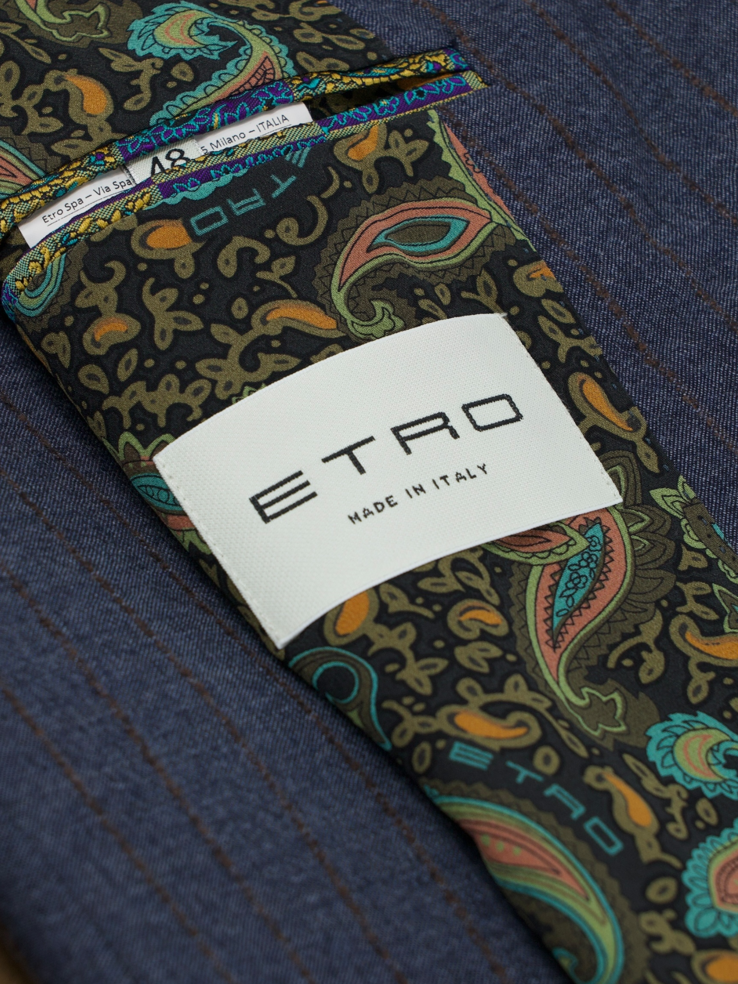 Etro Steel Blue & Brown Wool & Silk Pinstripe Suit