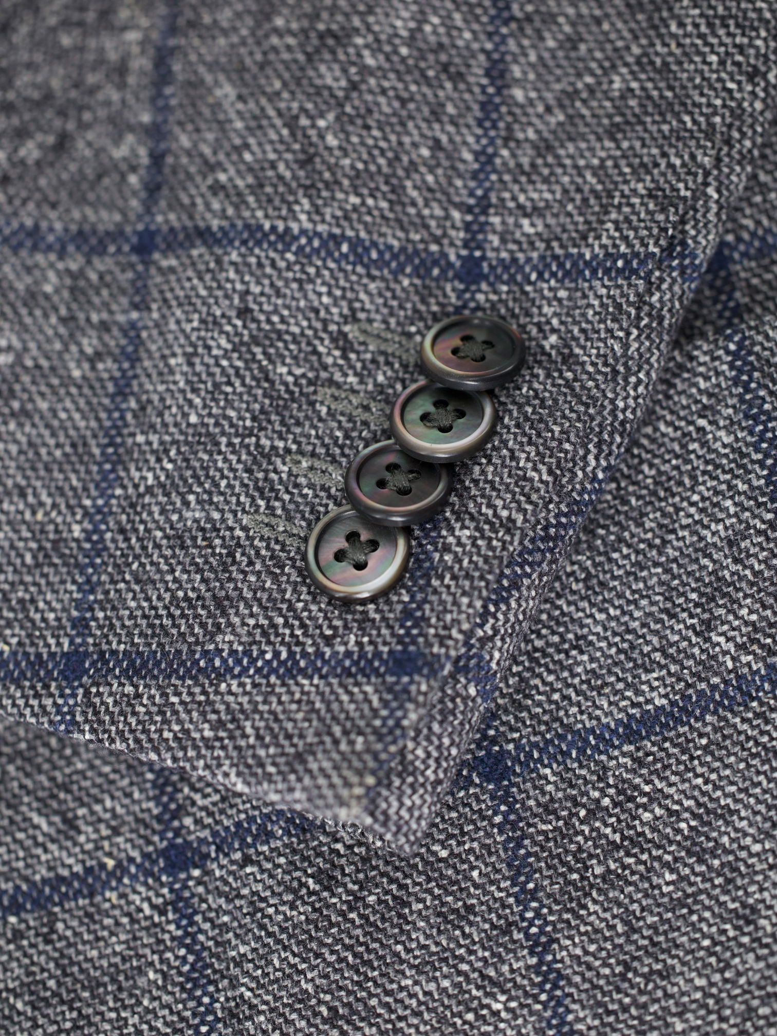 Corneliani Grey Silk, Wool & Cashmere Windowpane Jacket