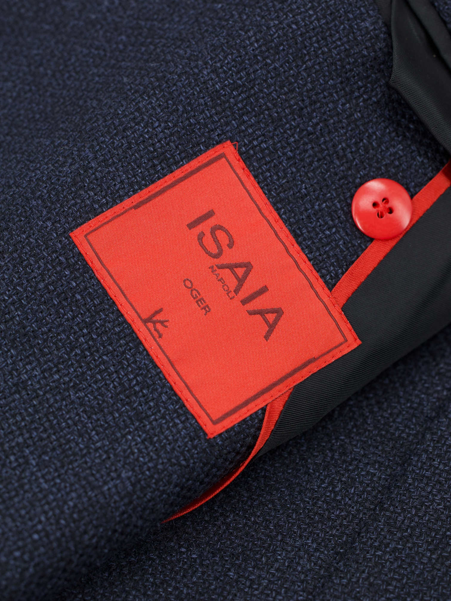 Isaia Blue Wool, Silk, Linen & Cashmere Micro-Structure Jacket