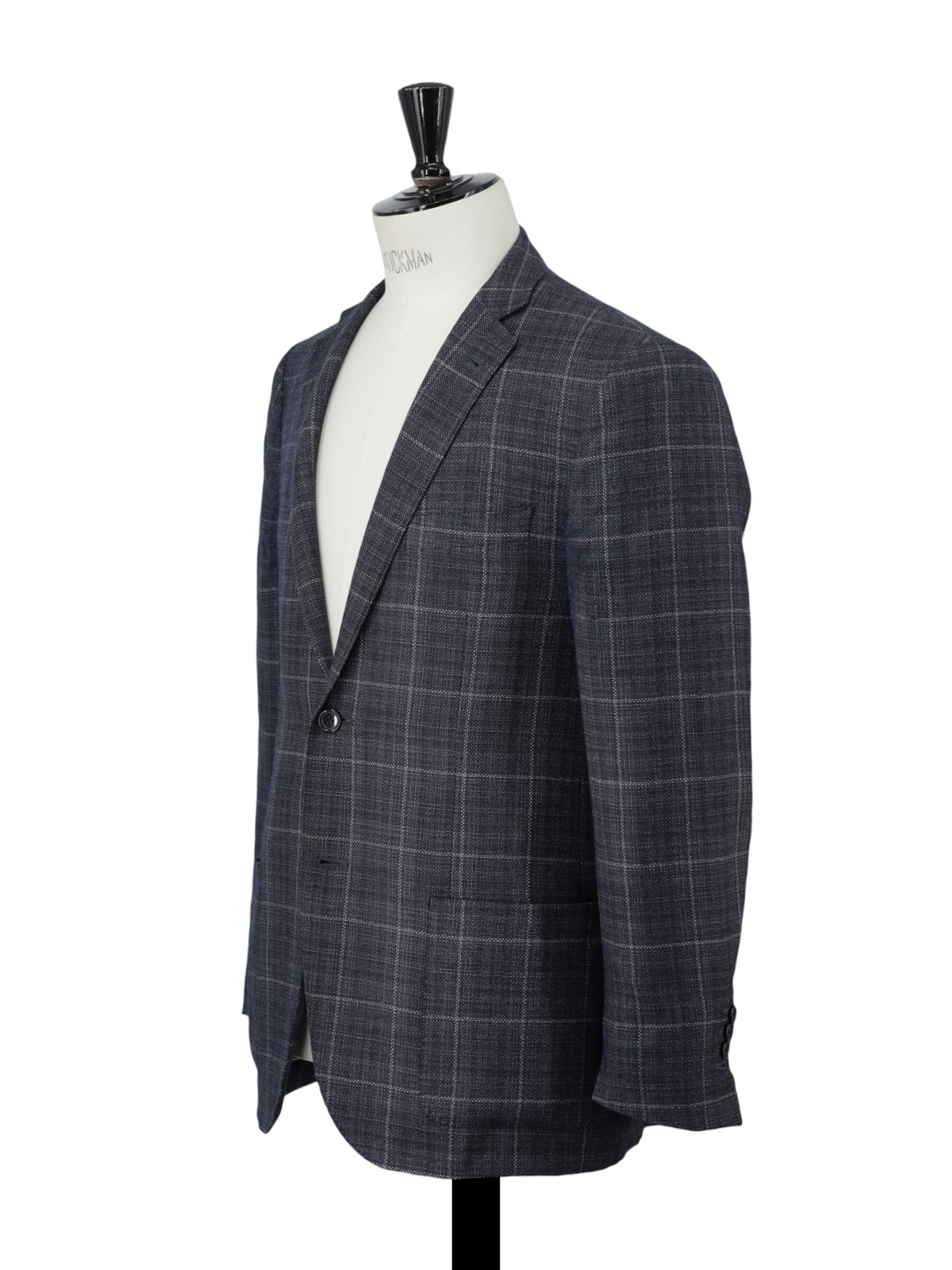 Corneliani Blue Wool Micro-Pattern Windowpane Gate Jacket