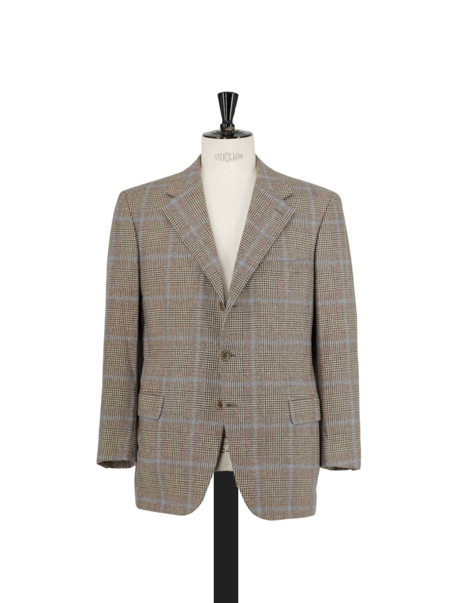 Brioni Light Brown & Blue Brushed Wool Prince of Wales Senato Jacket