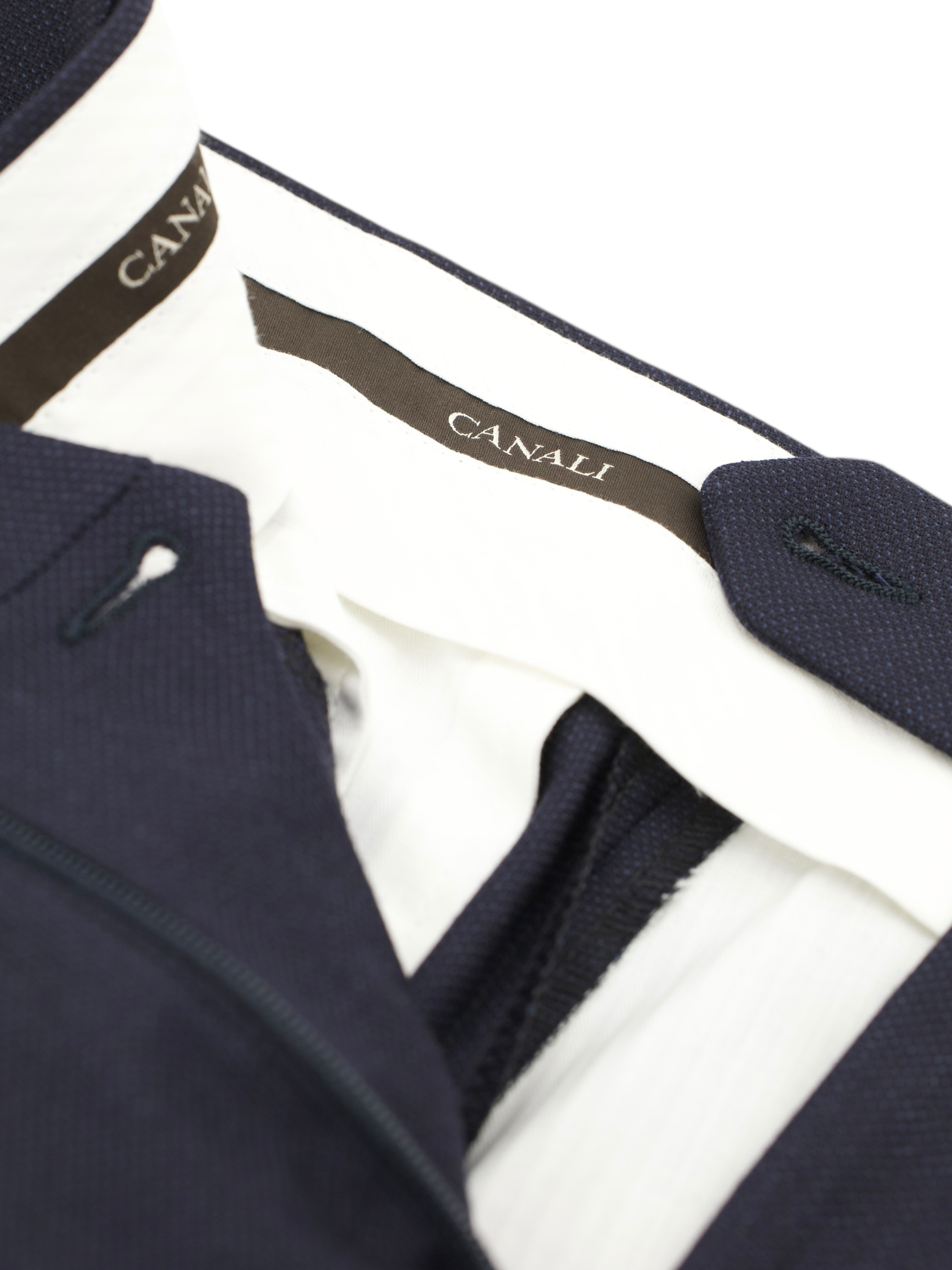 Canali Navy Fine Wool Birdseye Trousers