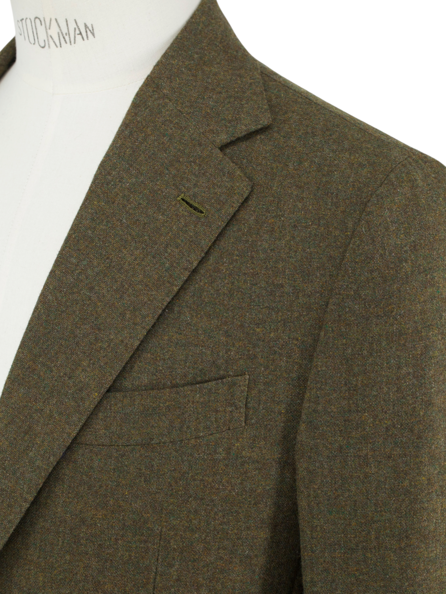 De Petrillo Moss Green Wool & Cashmere Tweed-Look Jacket
