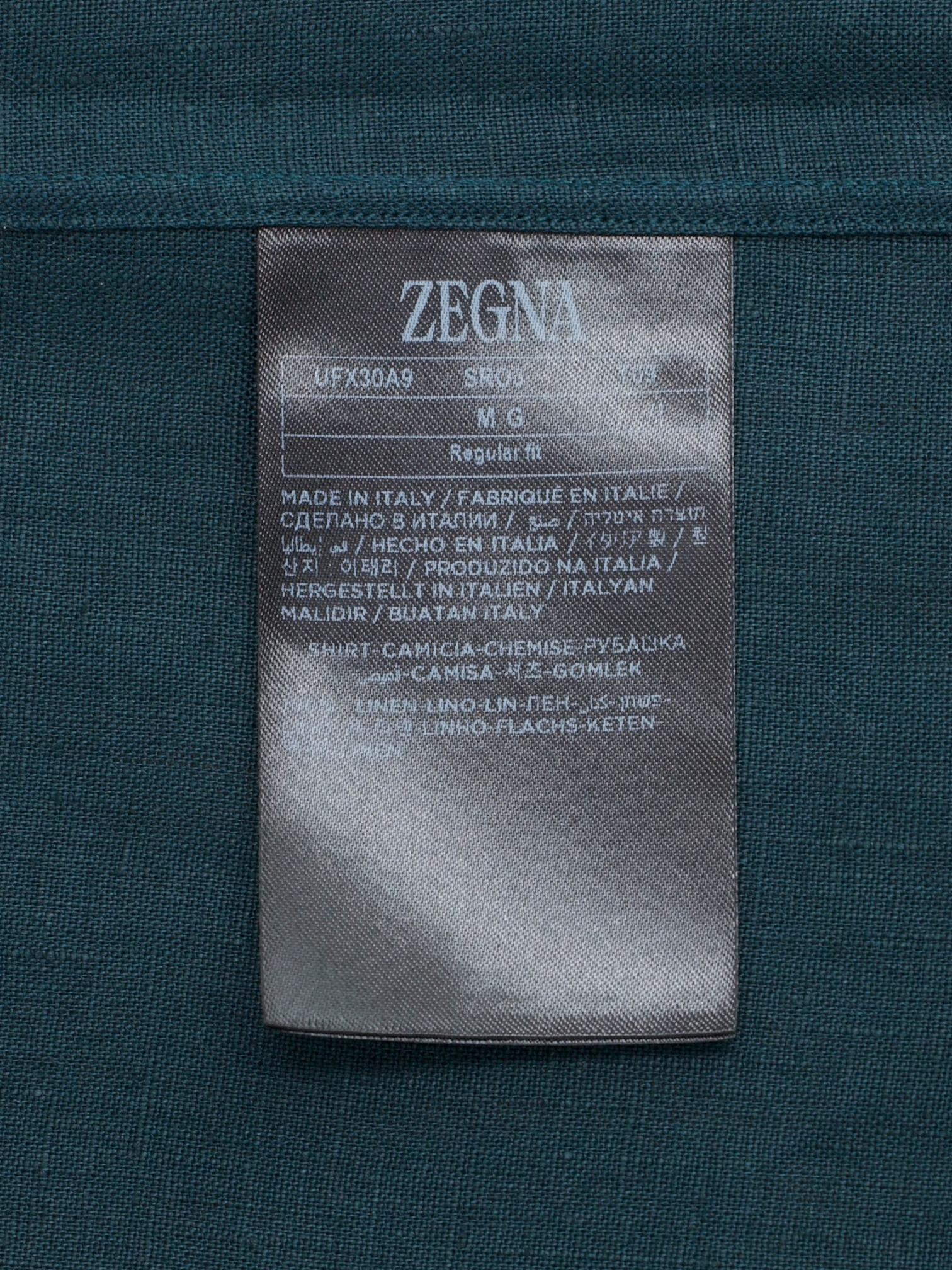 Ermenegildo Zegna Dark Teal Oasi-Linen Regular-Fit Shirt