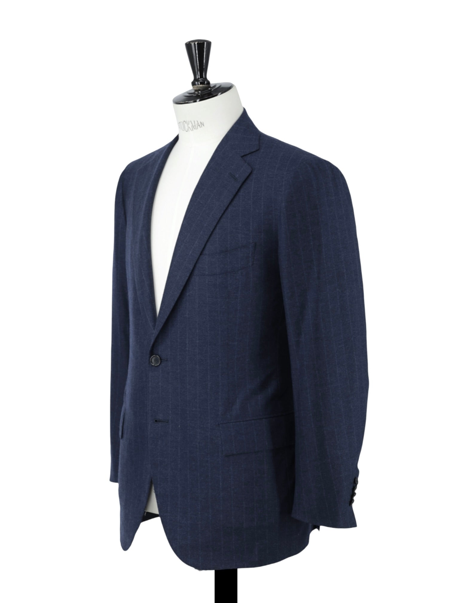Cesare Attolini Steel Blue Cashmere-Silk Flannel Chalkstripe Suit