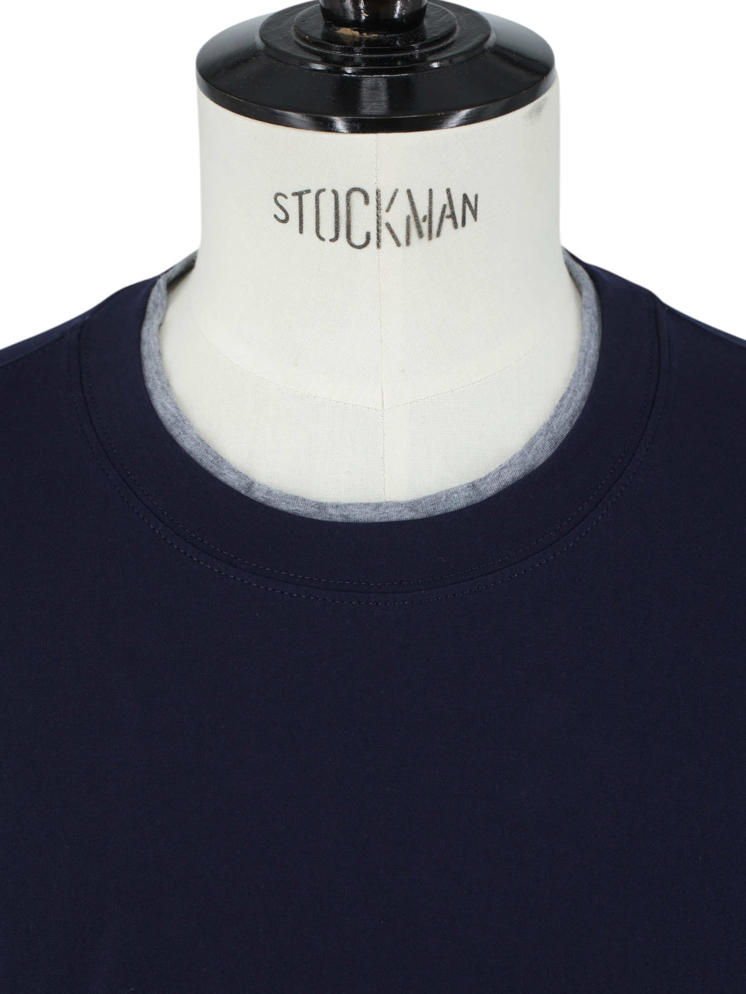 Brunello Cucinelli Navy & Light Grey Cotton Faux-Layering T-Shirt