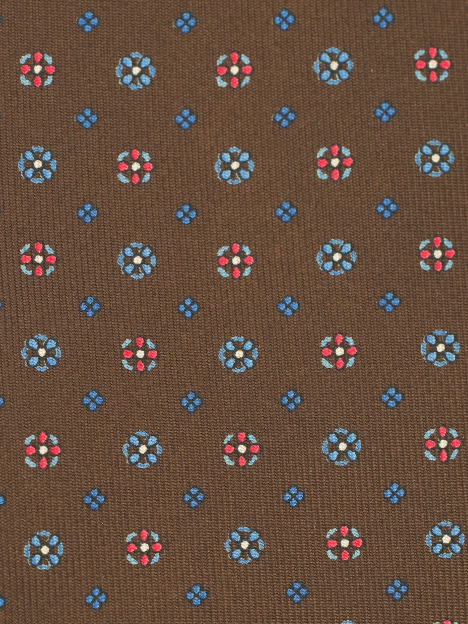 E.Marinella Chocolate Brown & Red Silk Floral Tie