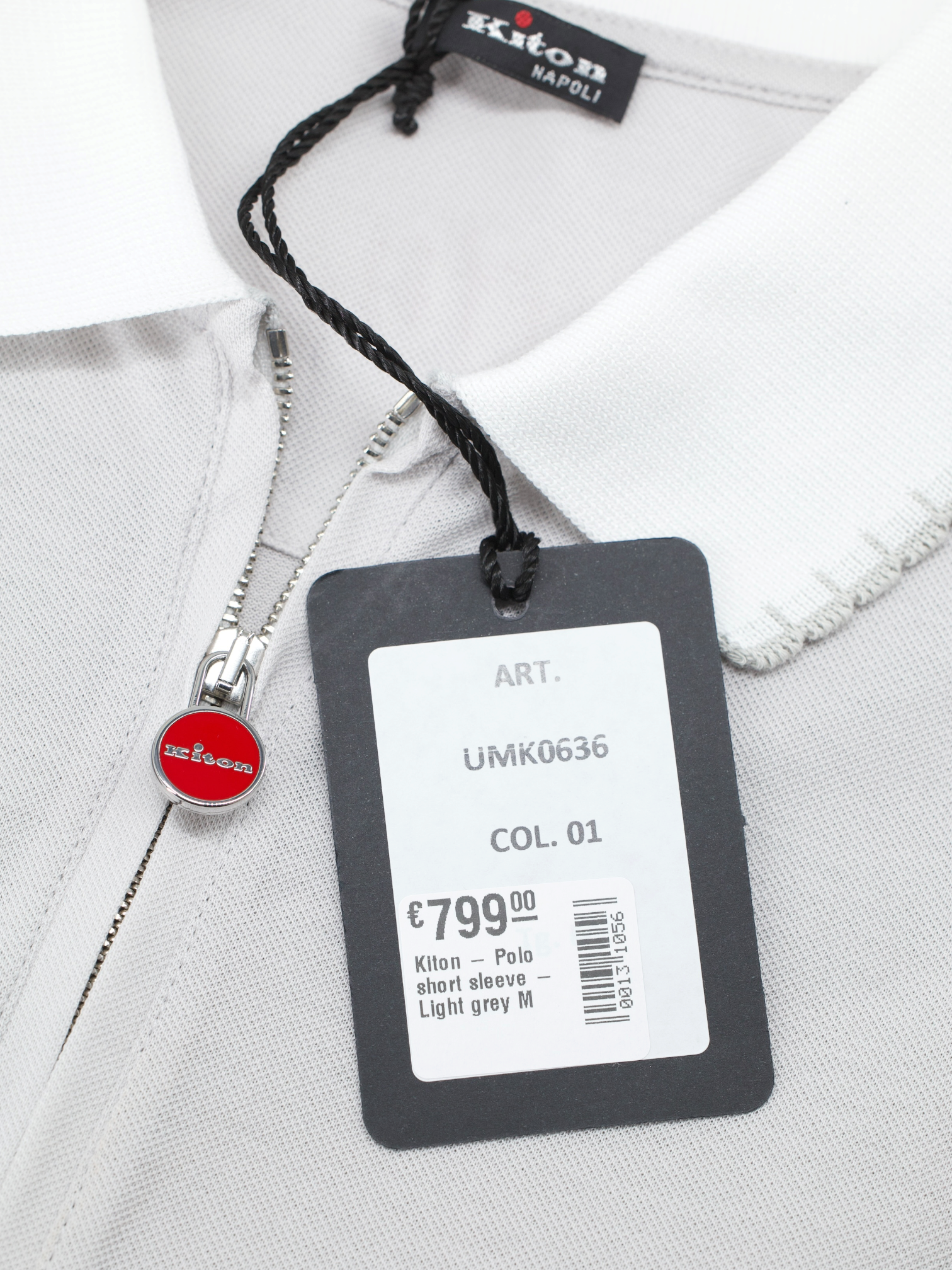 Kiton Light Grey Cotton Short-Sleeve "Nouveau Riche" Polo